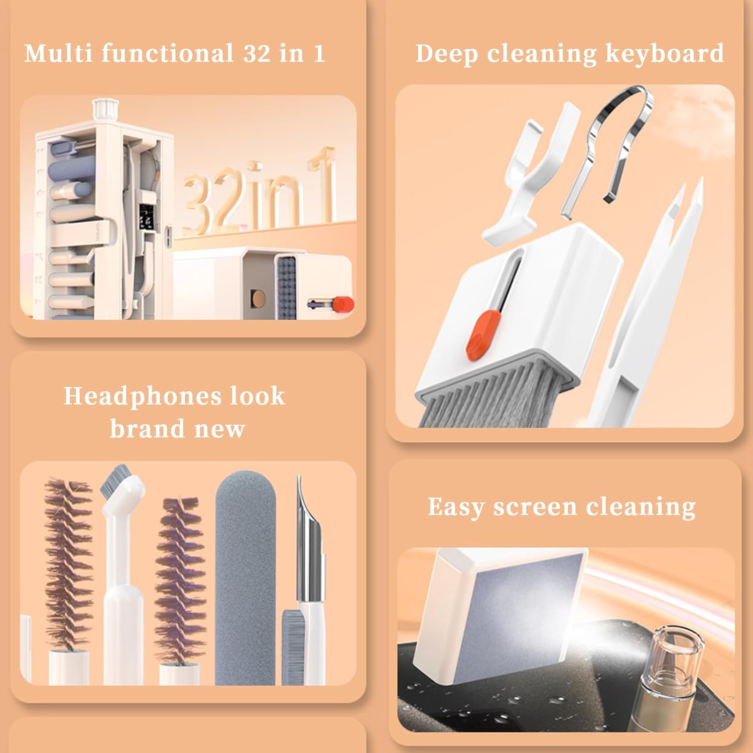 Thumbnail 2 de 32-in-1 Tastatur Reinigungsset für Handy, Kopfhörer & Kameras – Keyboard Cleaning Kit mit Aufbewahrungsbox
