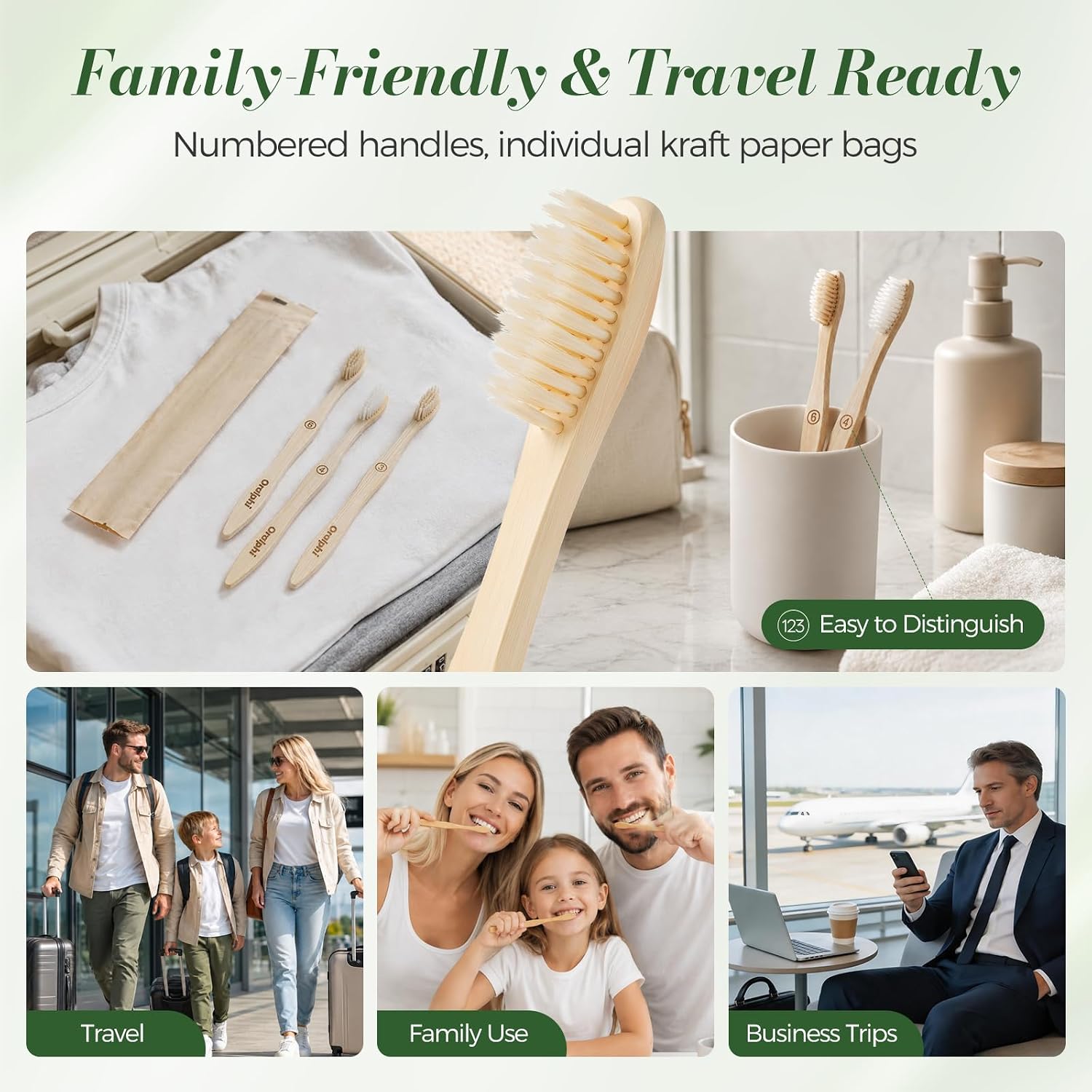 Detalle 2 de Oralphi Bamboo Toothbrushes 6-Pack
