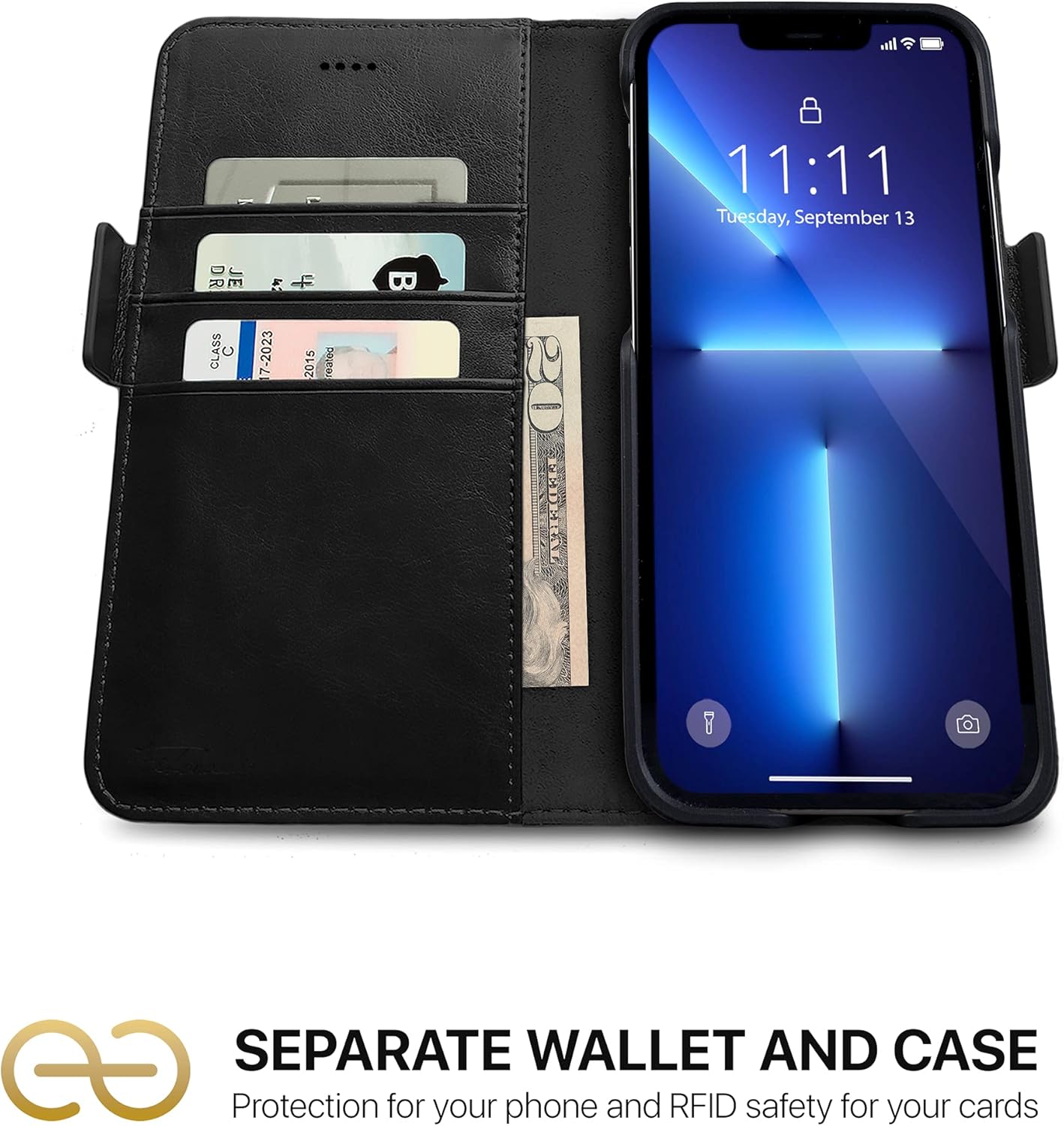Detalle 2 de Dreem Fibonacci Wallet Case for iPhone 13 Pro Max – 2-in-1 MagSafe, RFID Protection, Vegan Leather Folio