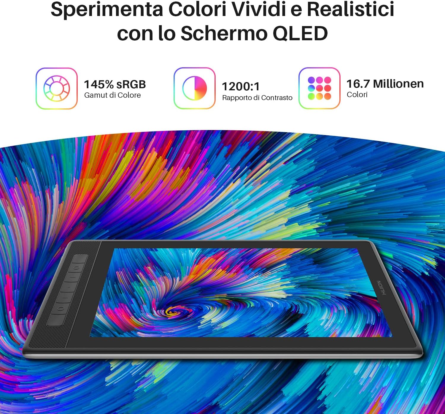 Detalle de HUION Kamvas Pro 13 2.5K Tavoletta grafica con schermo 13,3” Full-Laminato e penna senza batteria
