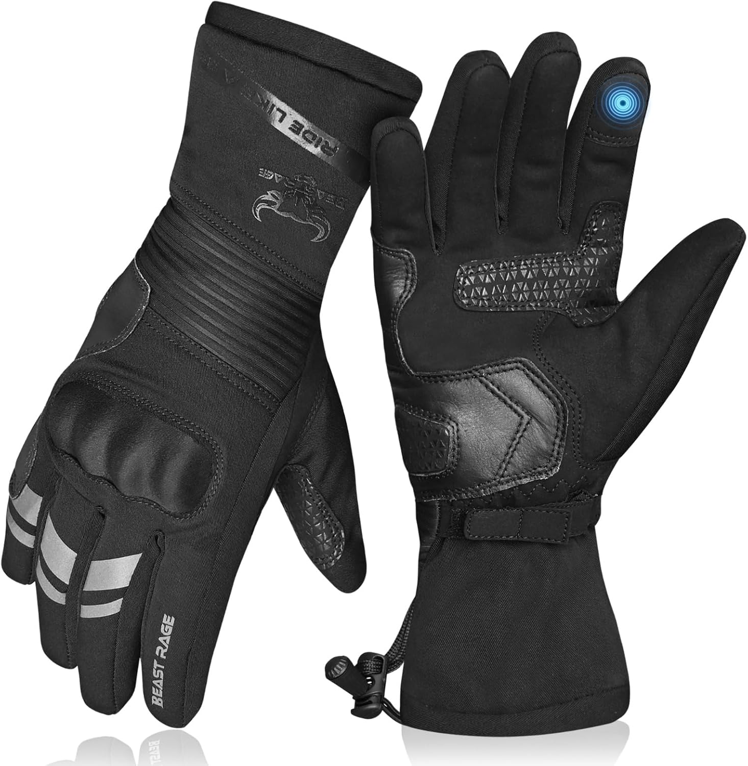 Detalle de BEAST RAGE Gants de Moto – Marché hiver, imperméables et antigel, écran tactile, protection renforcée