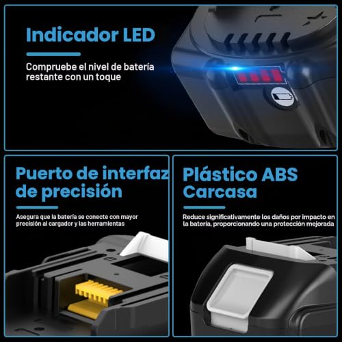Detalle de Amoresbat, 2 baterías de 18 V y 5,5 Ah con cargador compatible con DC18RF