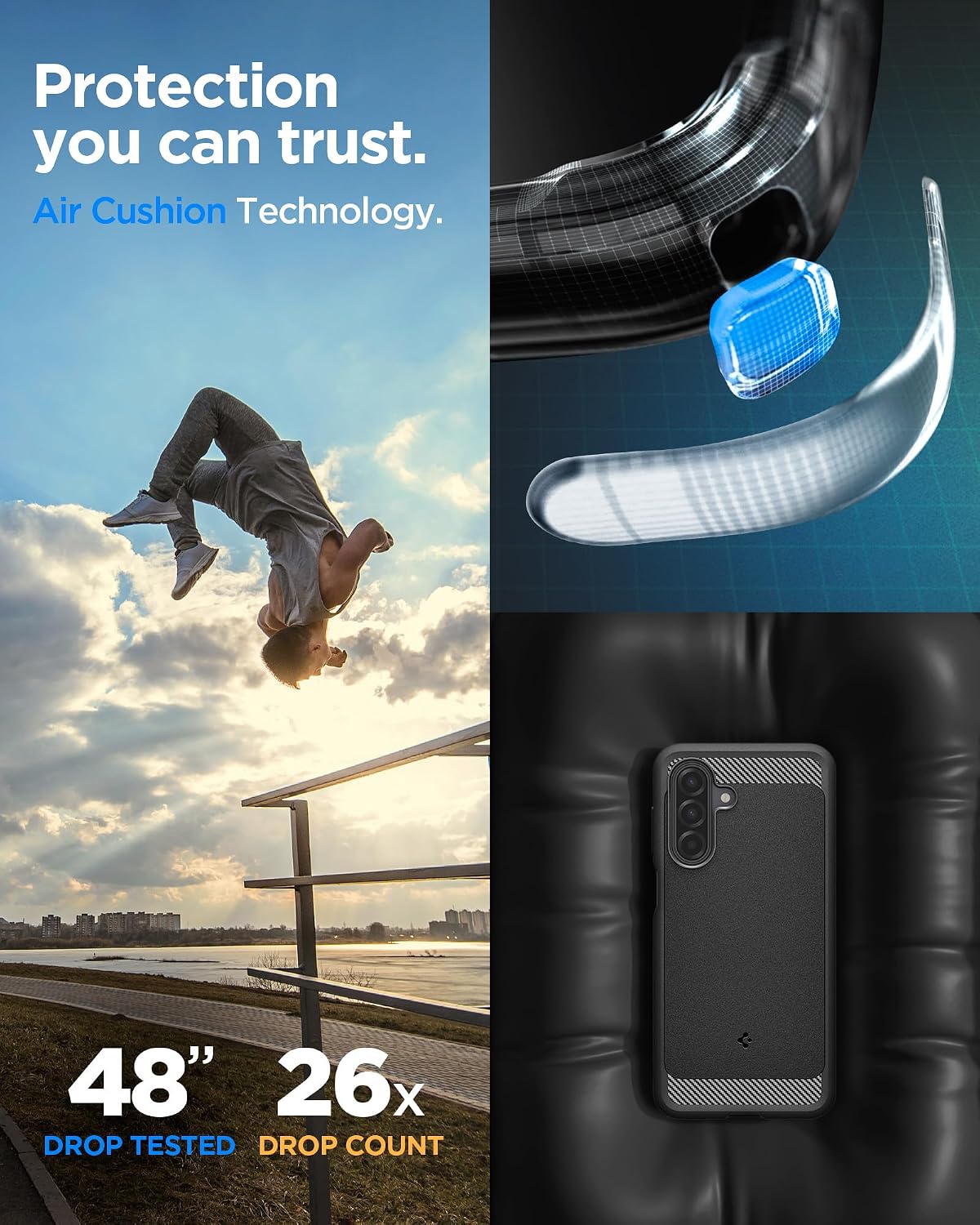 Detalle de Spigen Rugged Armor : coque compatible Samsung Galaxy A17 (LTE / 5G) en noir mat