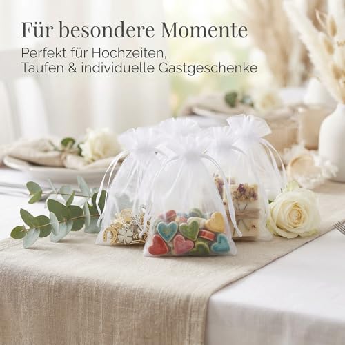 Detalle 1 de Naler Organza-Säckchen Weiß 20 x 30 cm – 50 Stück