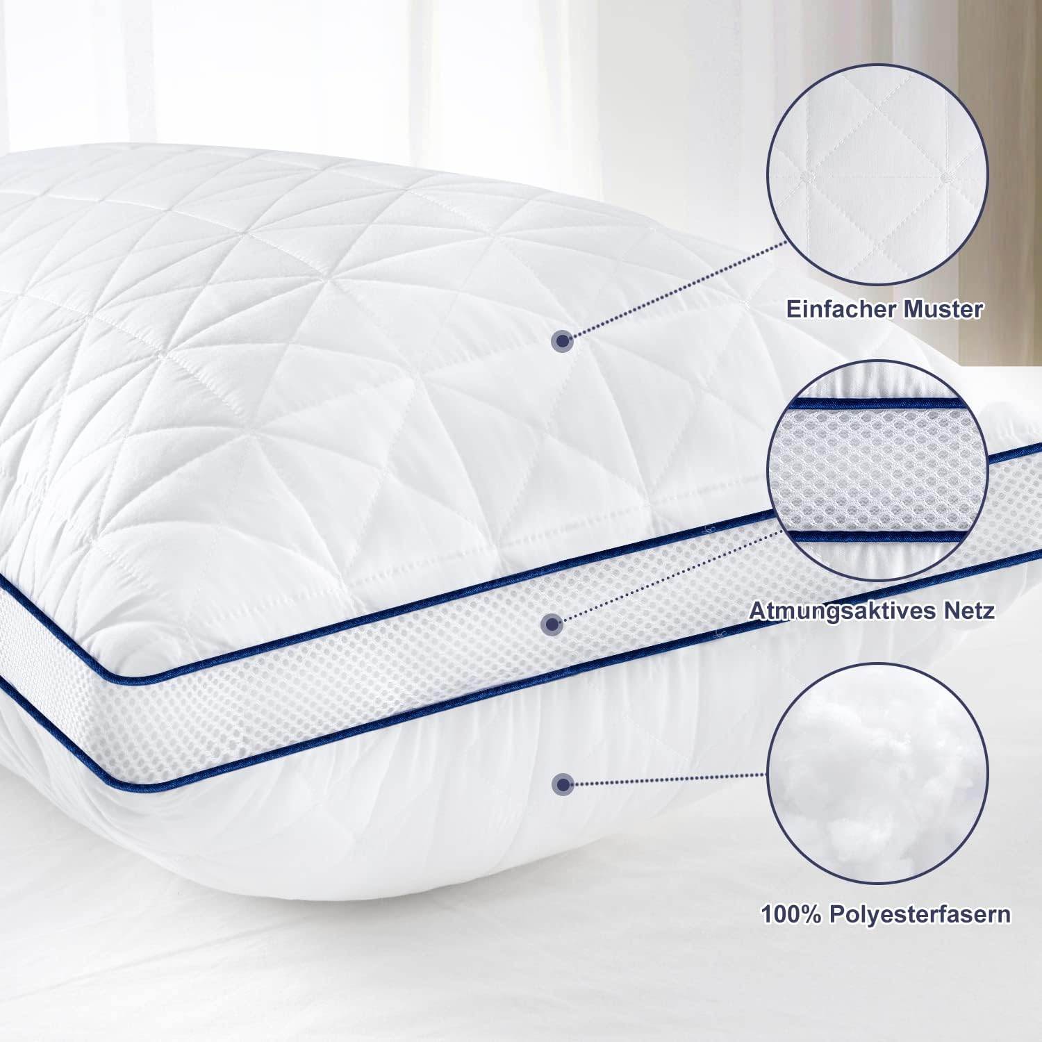 Detalle 2 de BedStory Kopfkissen 80x80 2er Set