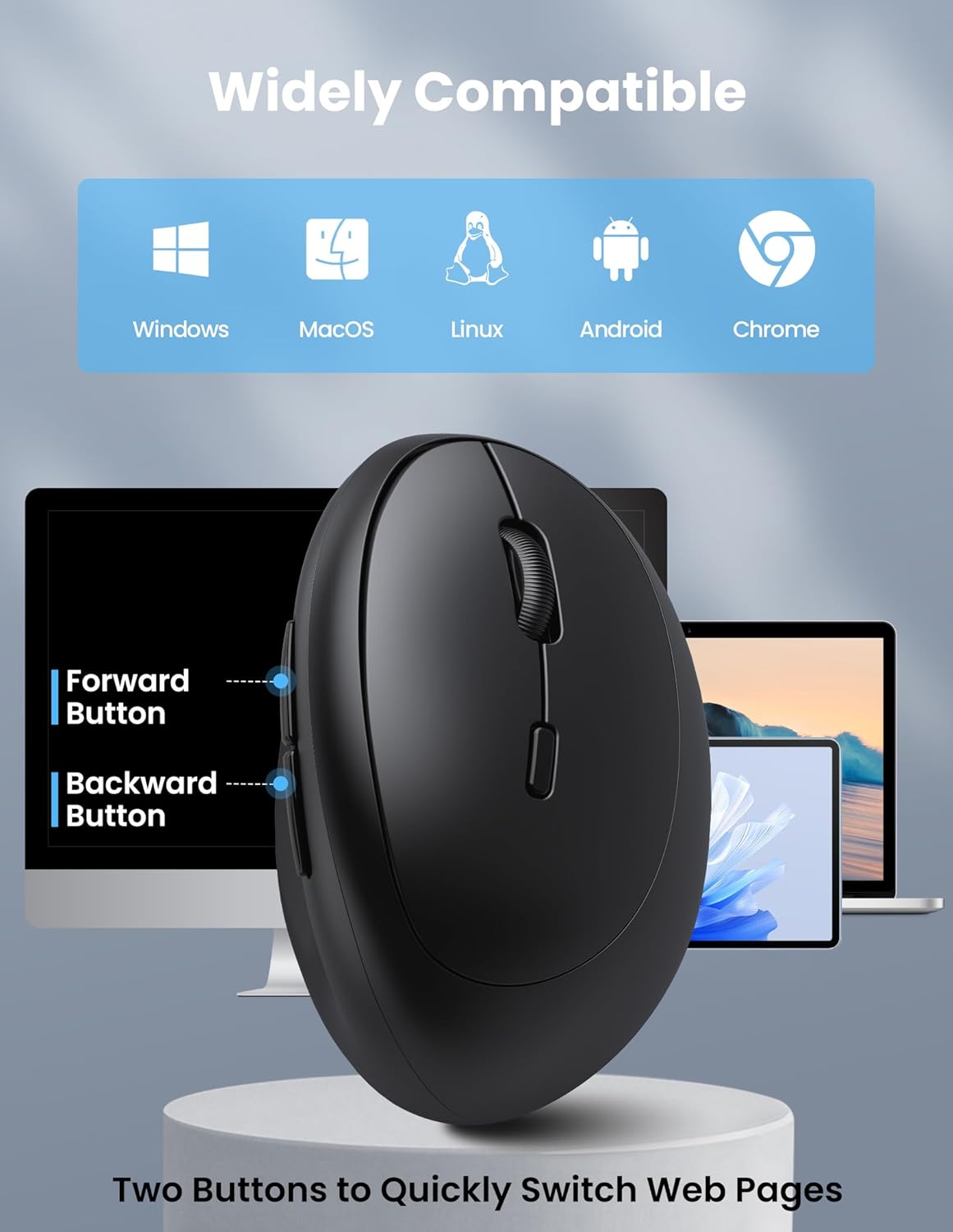Thumbnail 6 de TECKNET Ergonomic Vertical Wireless Mouse 4800DPI