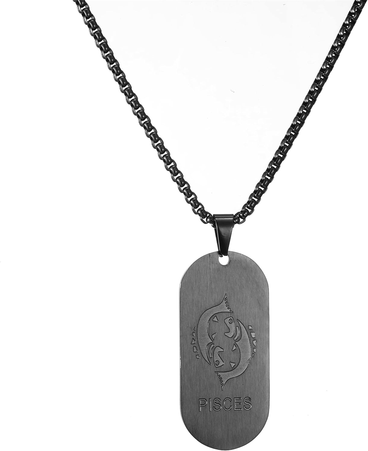 Thumbnail 6 de AFSTALR Kette 12 Sternbilder – Halskette mit Militär-Namensschild Anhänger, Tierkreis-Konstellation, 60 cm