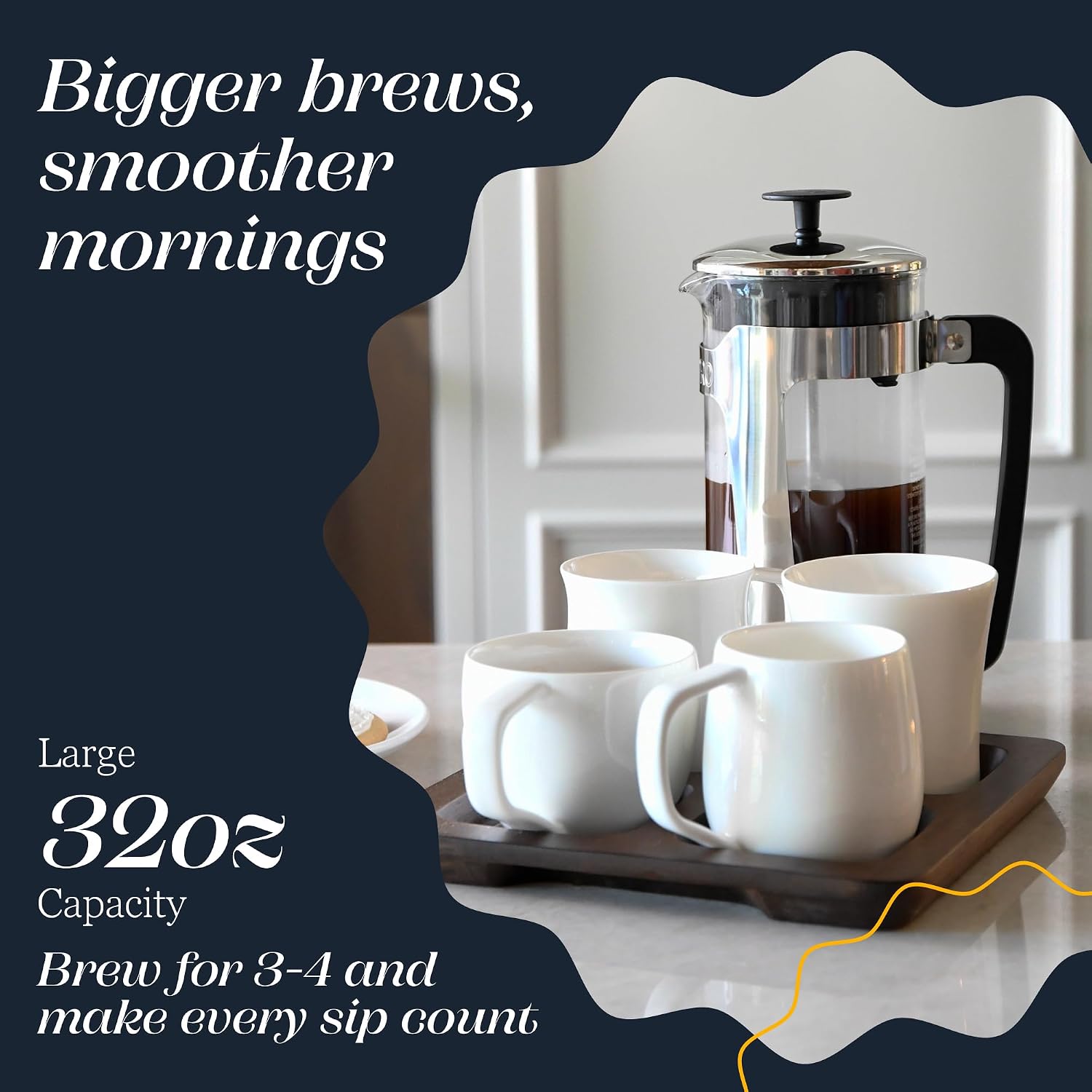 Detalle de ESPRO P5 1232C Glass Cafetière, 950ml, Double Microfilter