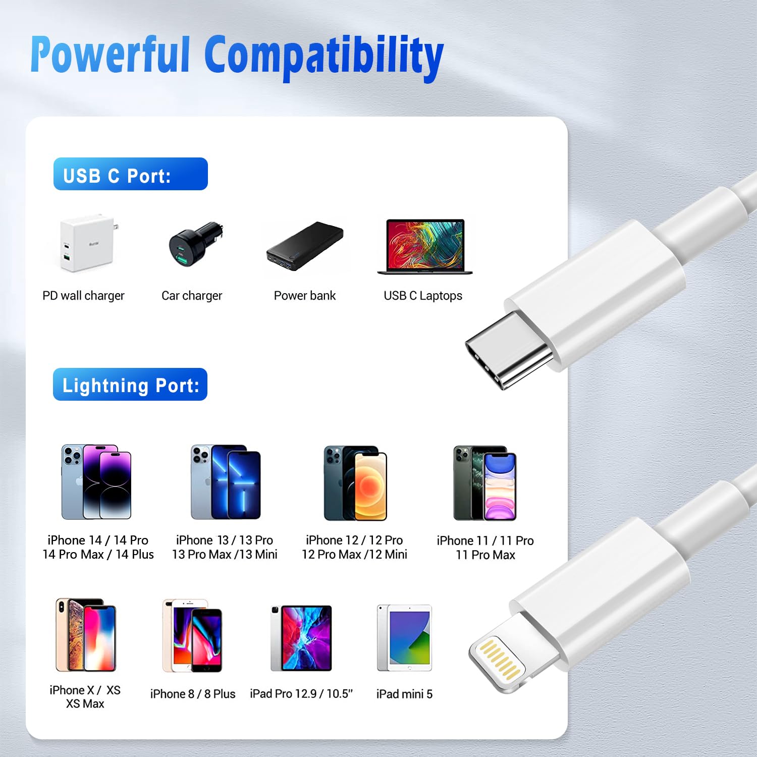 Thumbnail 6 de Apple MFi USB‑C to Lightning Cable 6 ft 2‑pack
