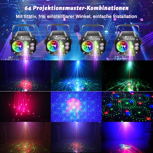 Detalle 2 de Nauotk 5 in 1 Diskolicht Partylicht – Musikgesteuerte Discokugel mit 64 Effekten