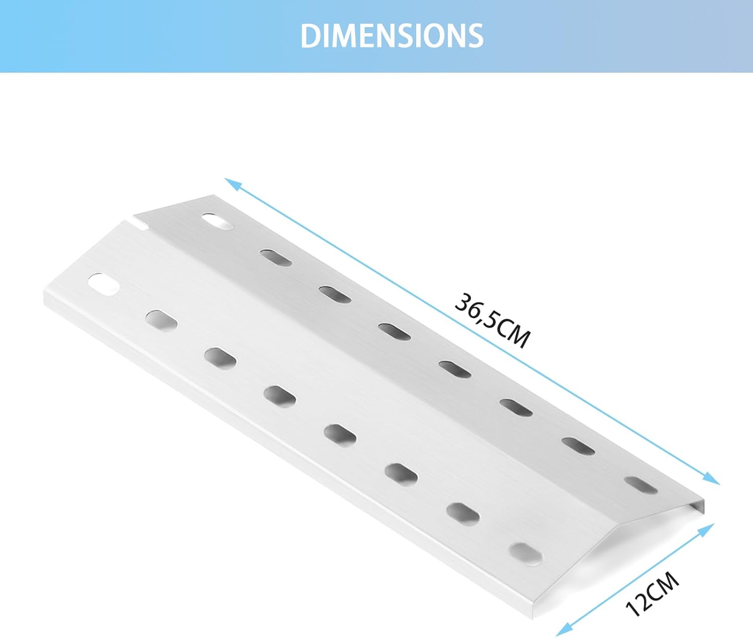 Detalle de Universelle Edelstahl Brennerabdeckung 36,5 x 12 cm – 3er-Pack für Enders, Tepro und Barbecook