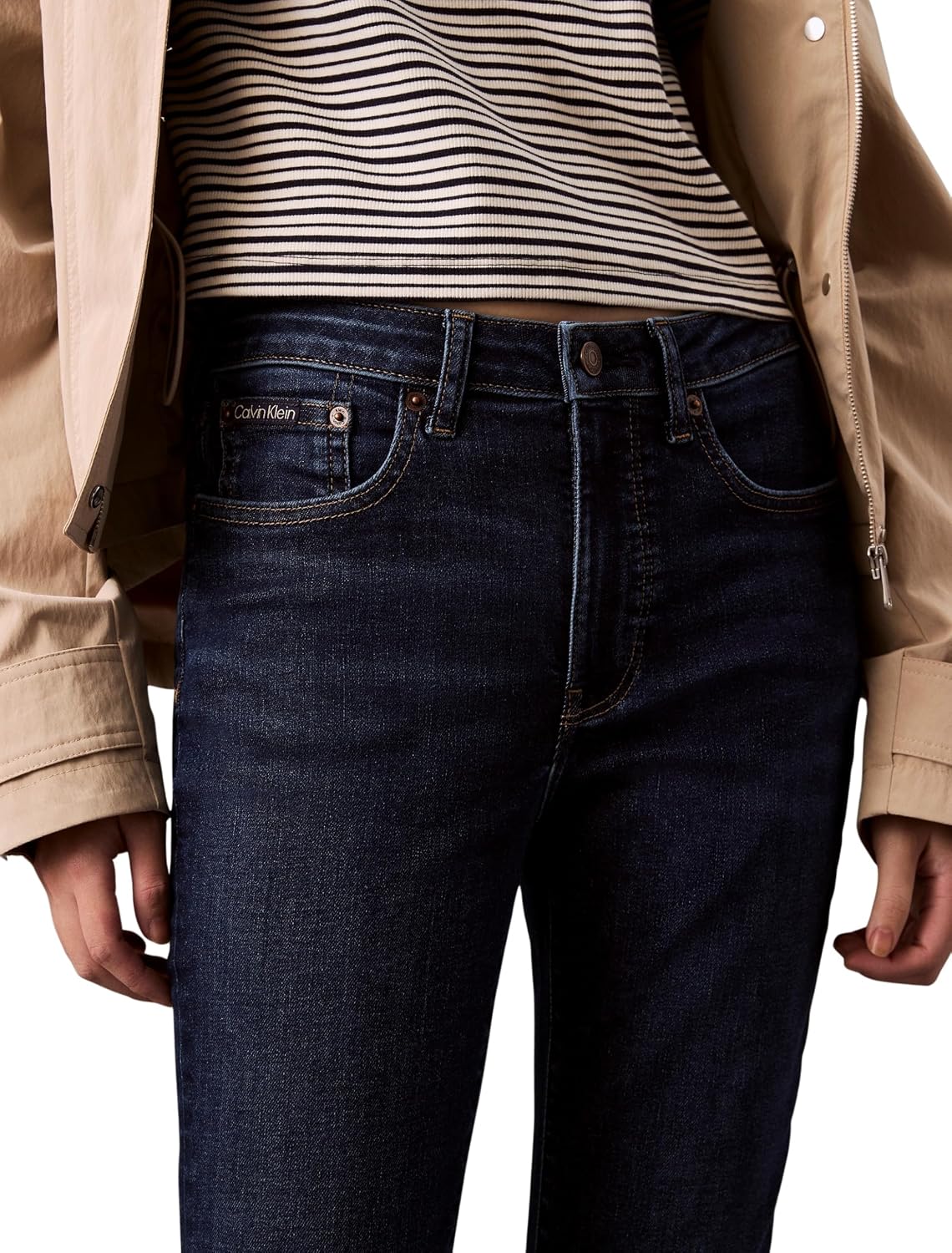 Detalle de Calvin Klein Women's Mid Rise Skinny Blue Orbit Jeans