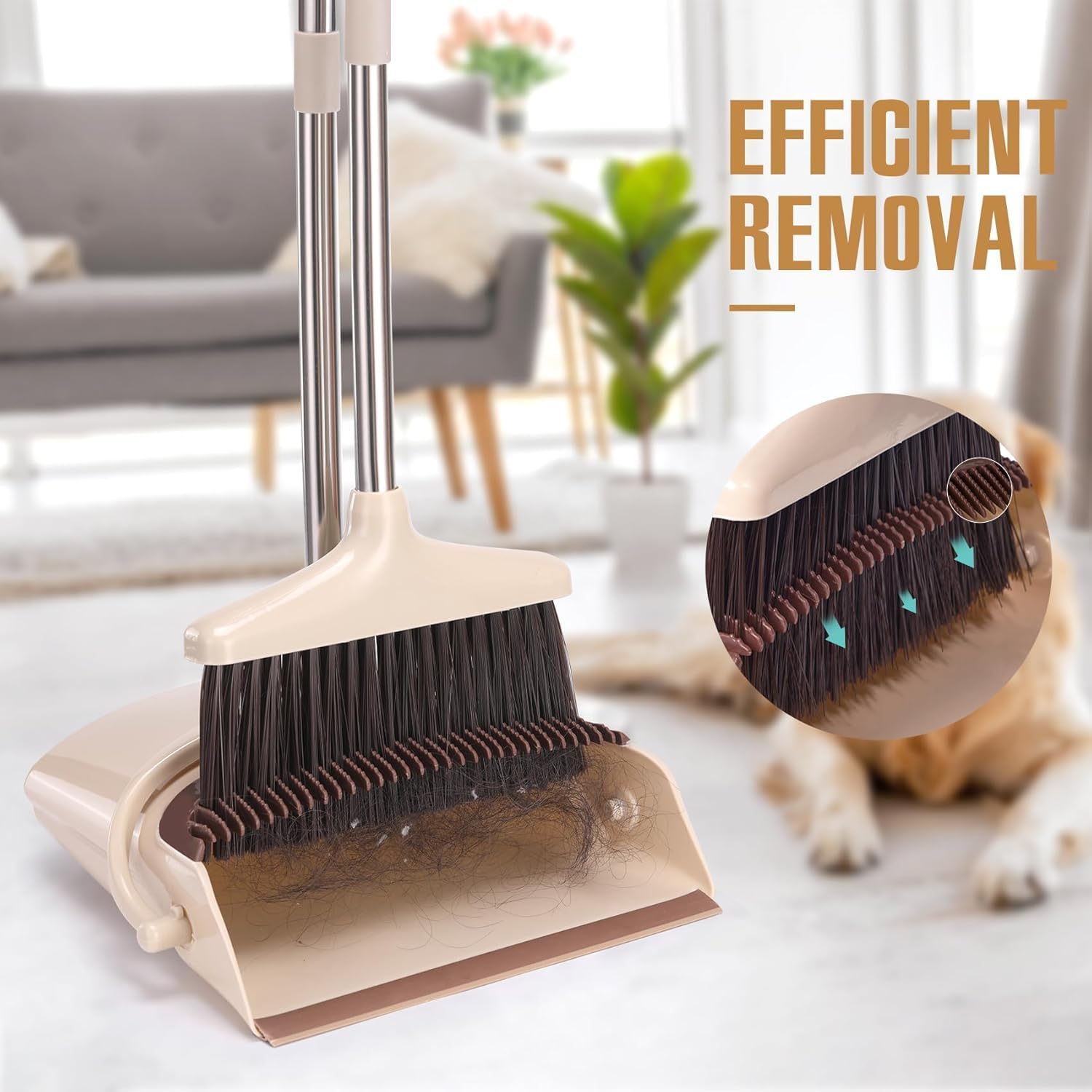Thumbnail 4 de XXFLOWER 54.72" Long Handle Broom and Dustpan Set