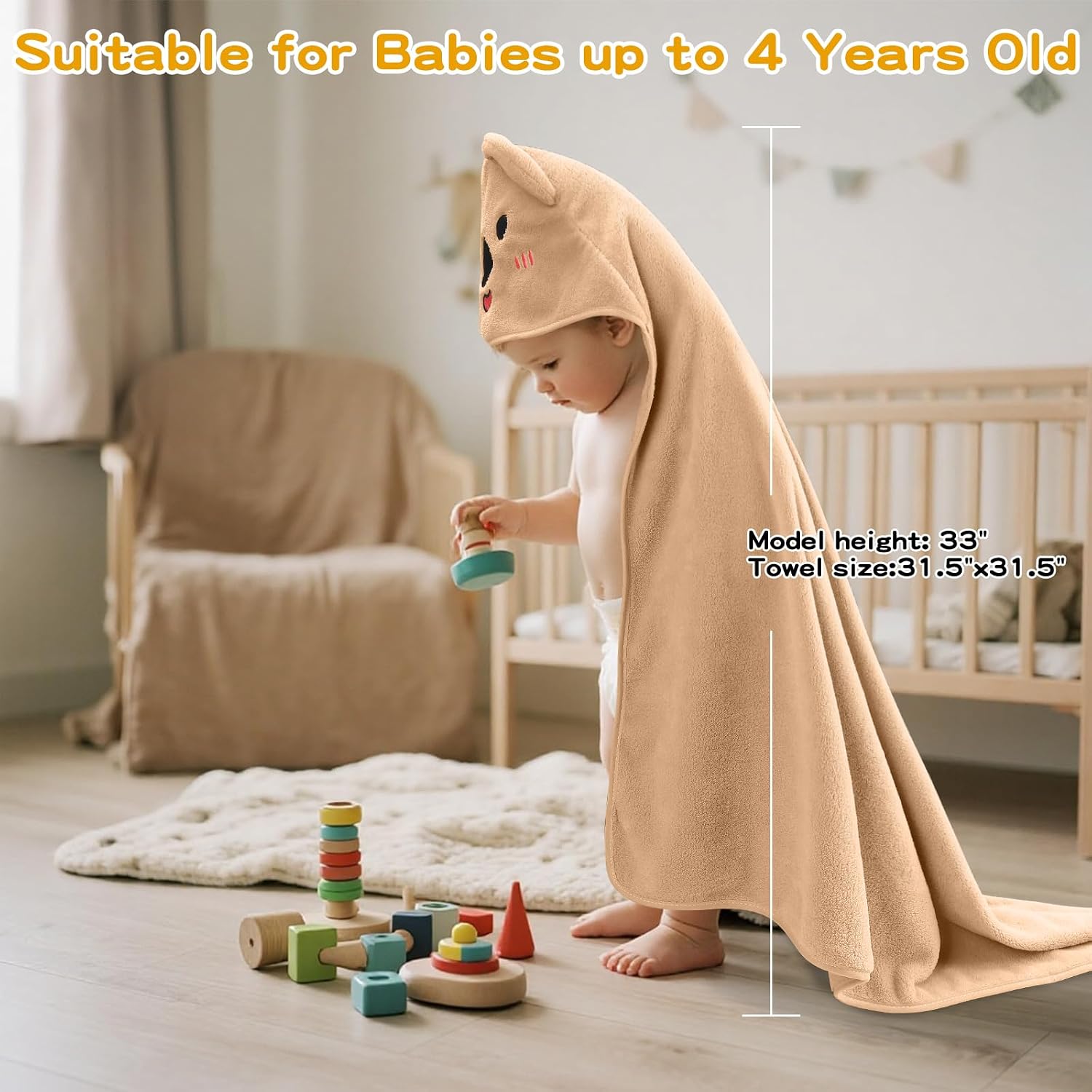 Detalle de VZZNN Hooded Baby Towels, 6-Pack