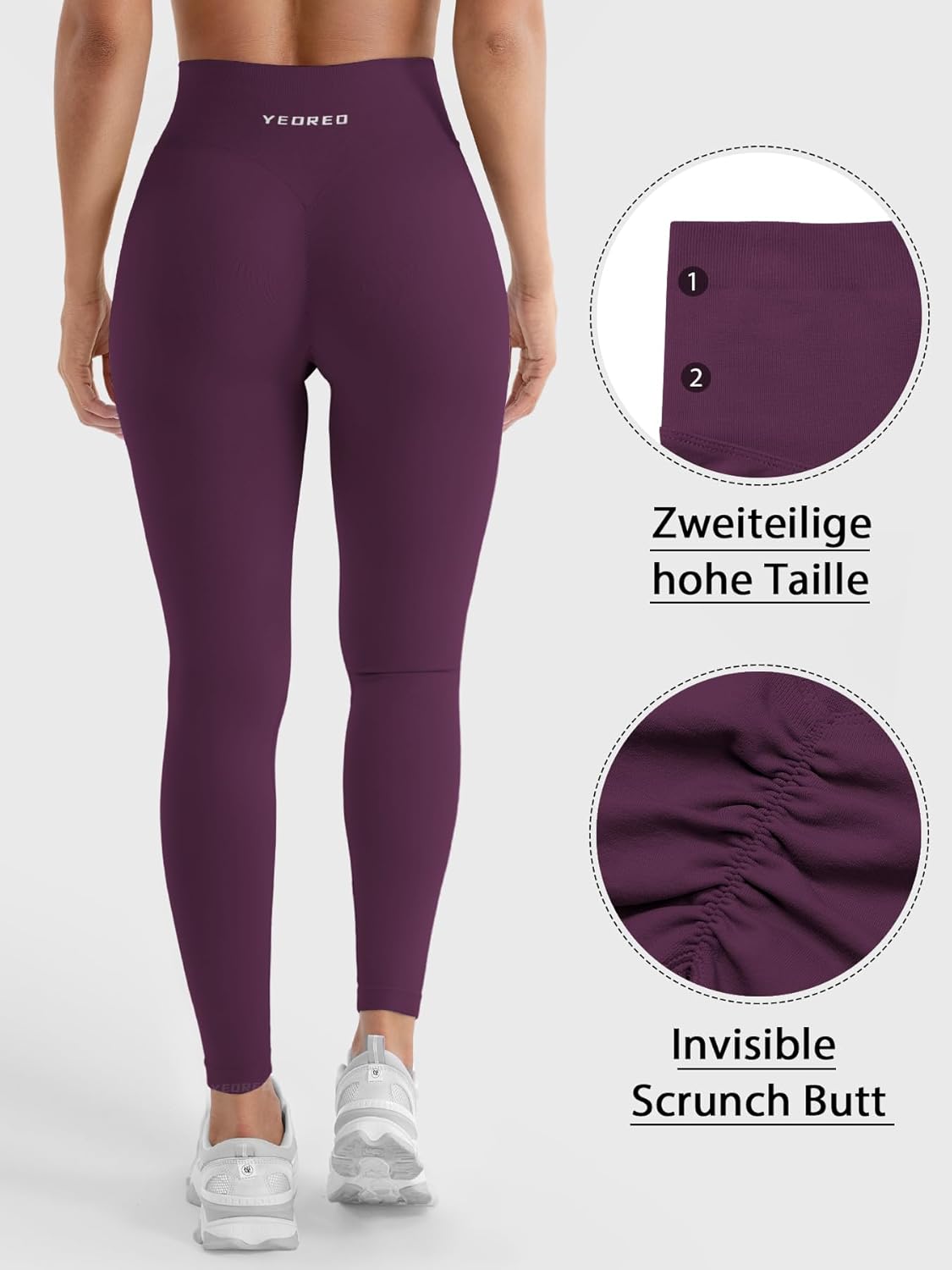 Thumbnail 3 de YEOREO Damen Sportleggings Invisible Scrunch – Hoch taillierte Yoga- und Booty-Leggings