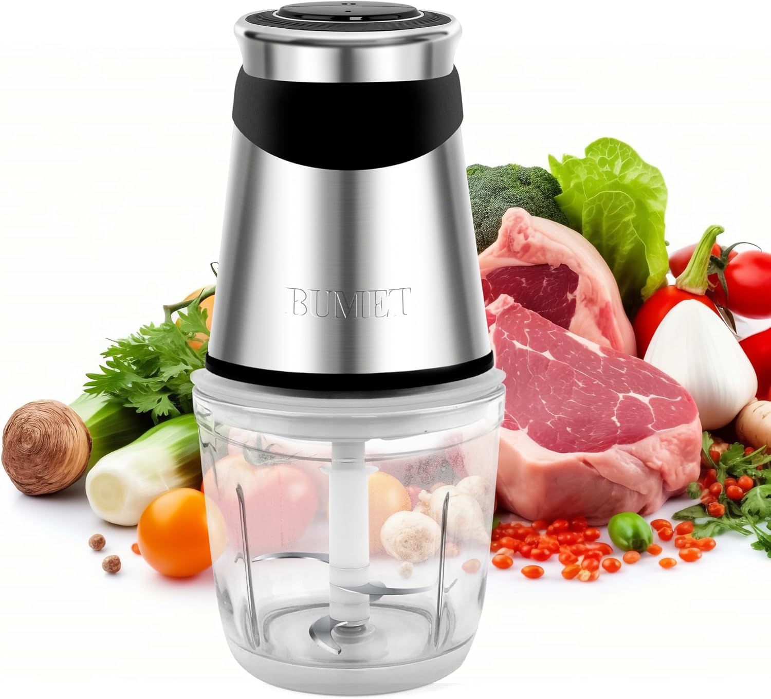 BUMET food chopper 500W, 2.5-cup bowl