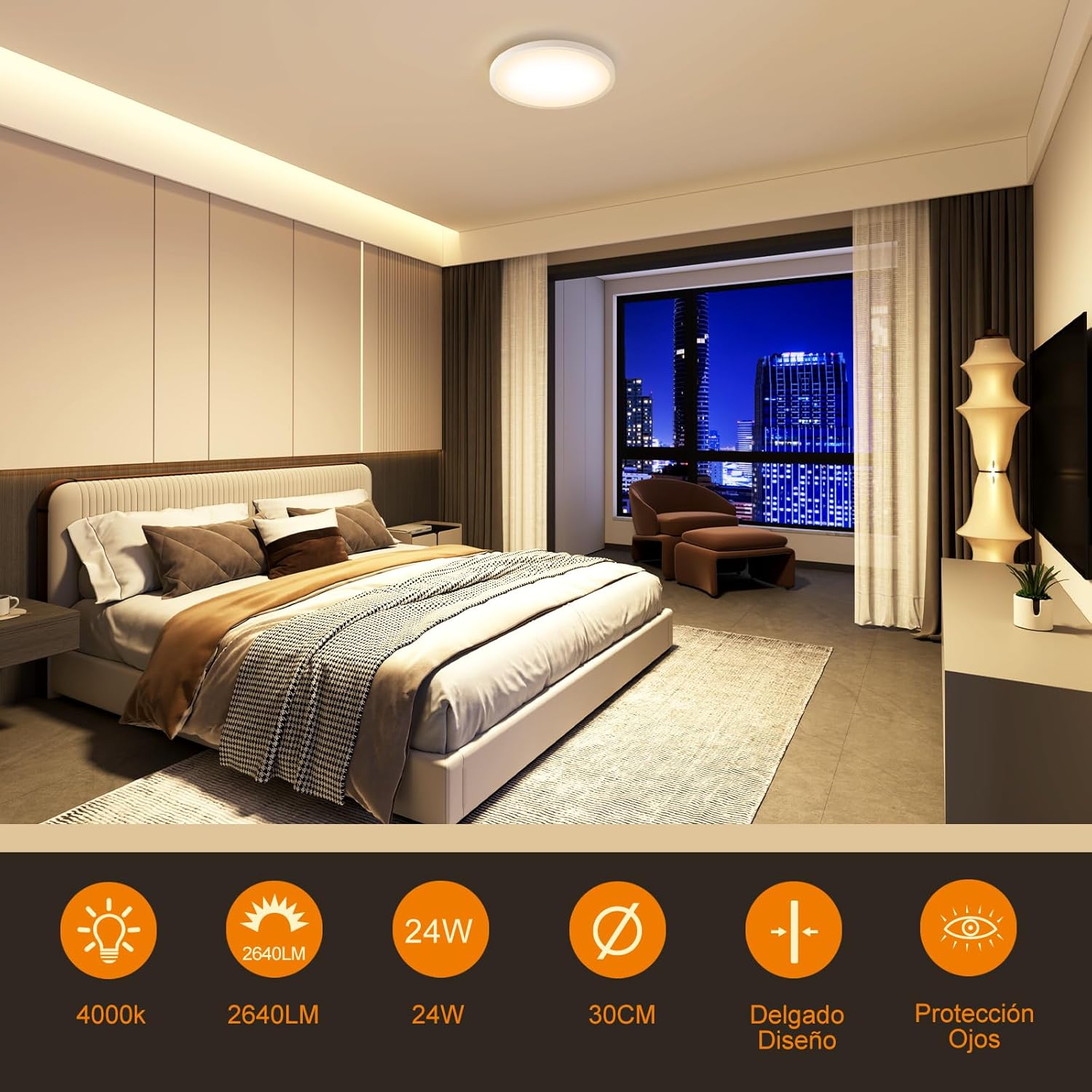 Thumbnail 2 de DetarZinLED 2Pcs 🔆 Lámpara de Techo IP44 Impermeable 24W