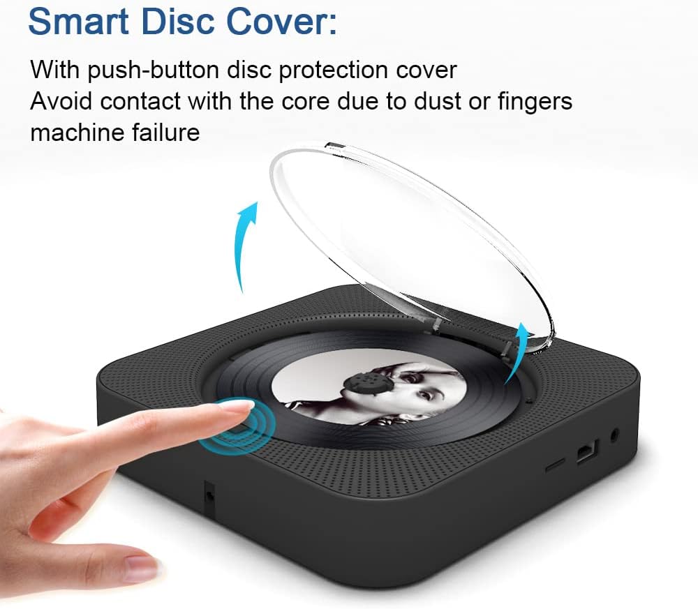 Detalle 2 de MICOCIOUS KC909 Portable CD Player with Bluetooth, Dual Speakers and FM Radio