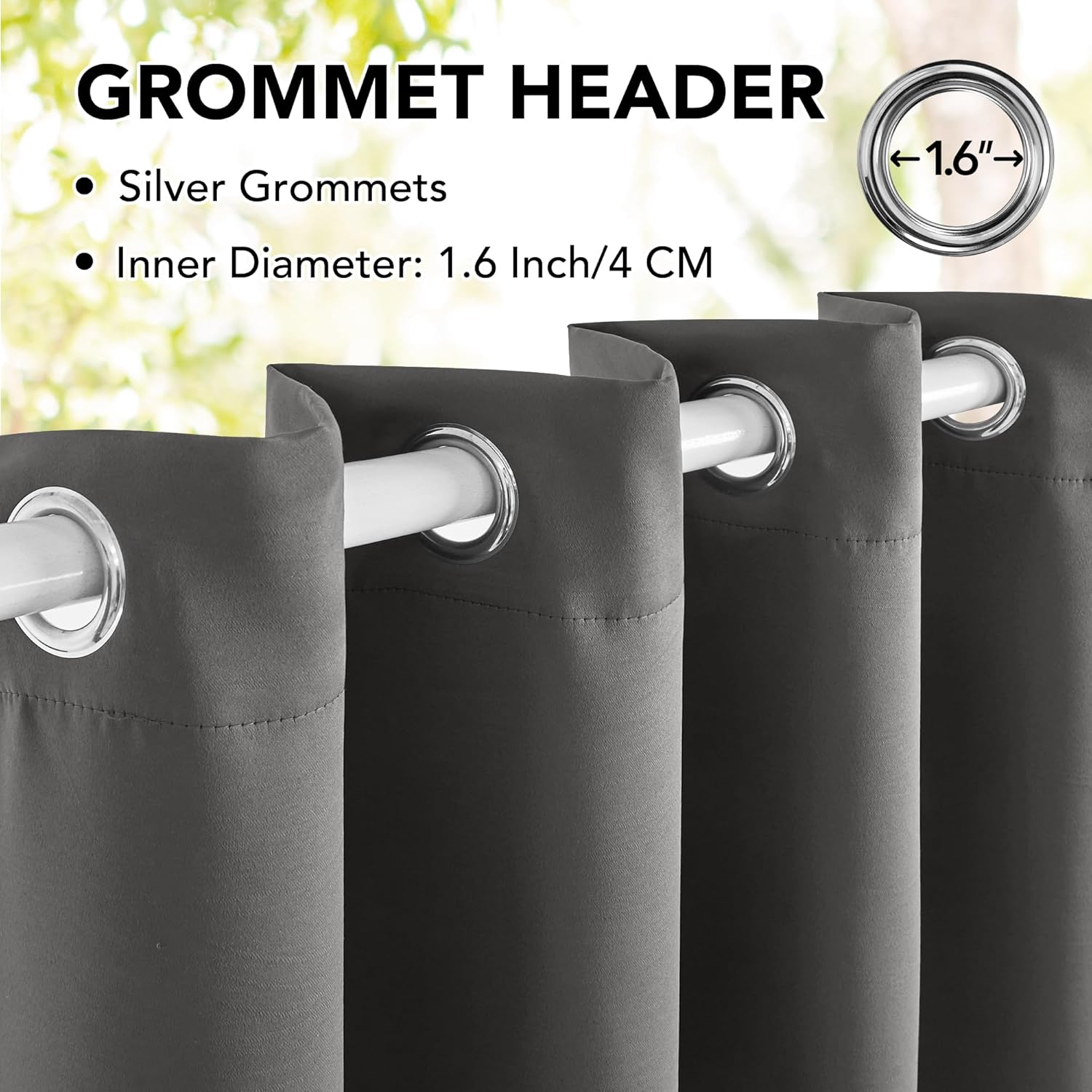 Thumbnail 1 de Deconovo Blickdichte Outdoor-Vorhänge 270x140 cm (2er-Set) – wetterfest & sonnendämpfend, grau