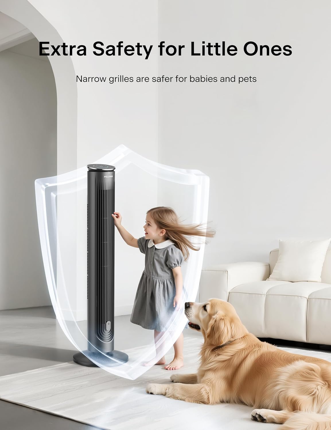 Thumbnail 6 de Pelonis 42-Inch Tower Fan with Remote — Quiet, Energy-Saving Cooling for Home