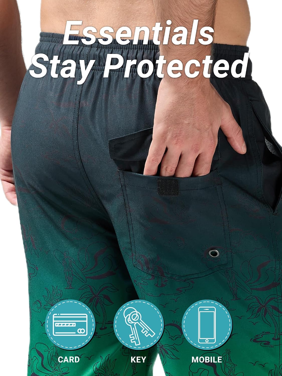 Detalle de Arcweg Pantaloncini da Uomo per Nuoto: Pantaloncini da Bagno ad asciugatura rapida con tasche e fodera in rete
