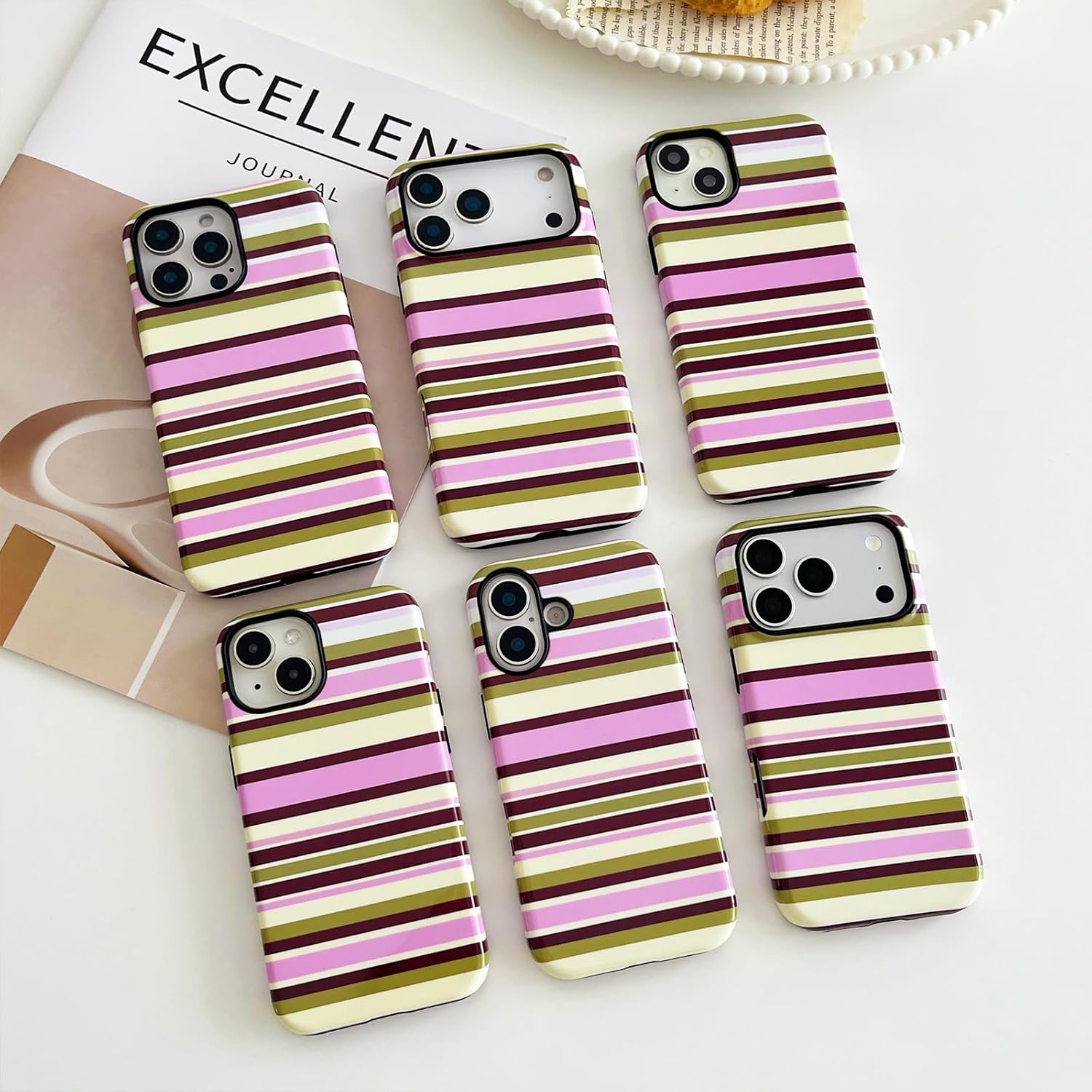 Thumbnail 2 de Sayoaho iPhone 17 Case, Yellow Retro Stripes, Soft TPU Edge and PC Back