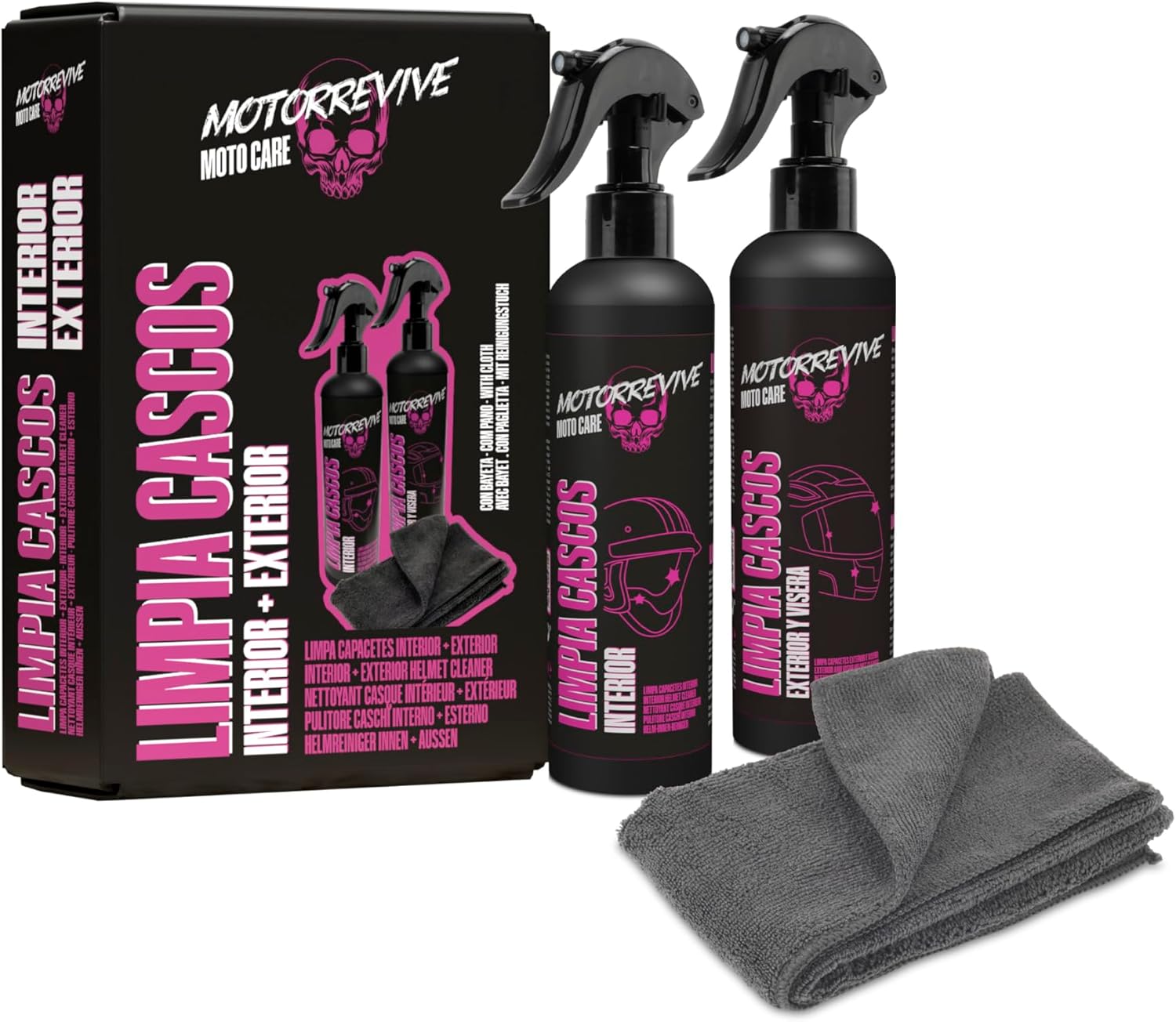 Detalle de Motorrevive Pack Limpieza de Cascos 200+200 ml 🧽