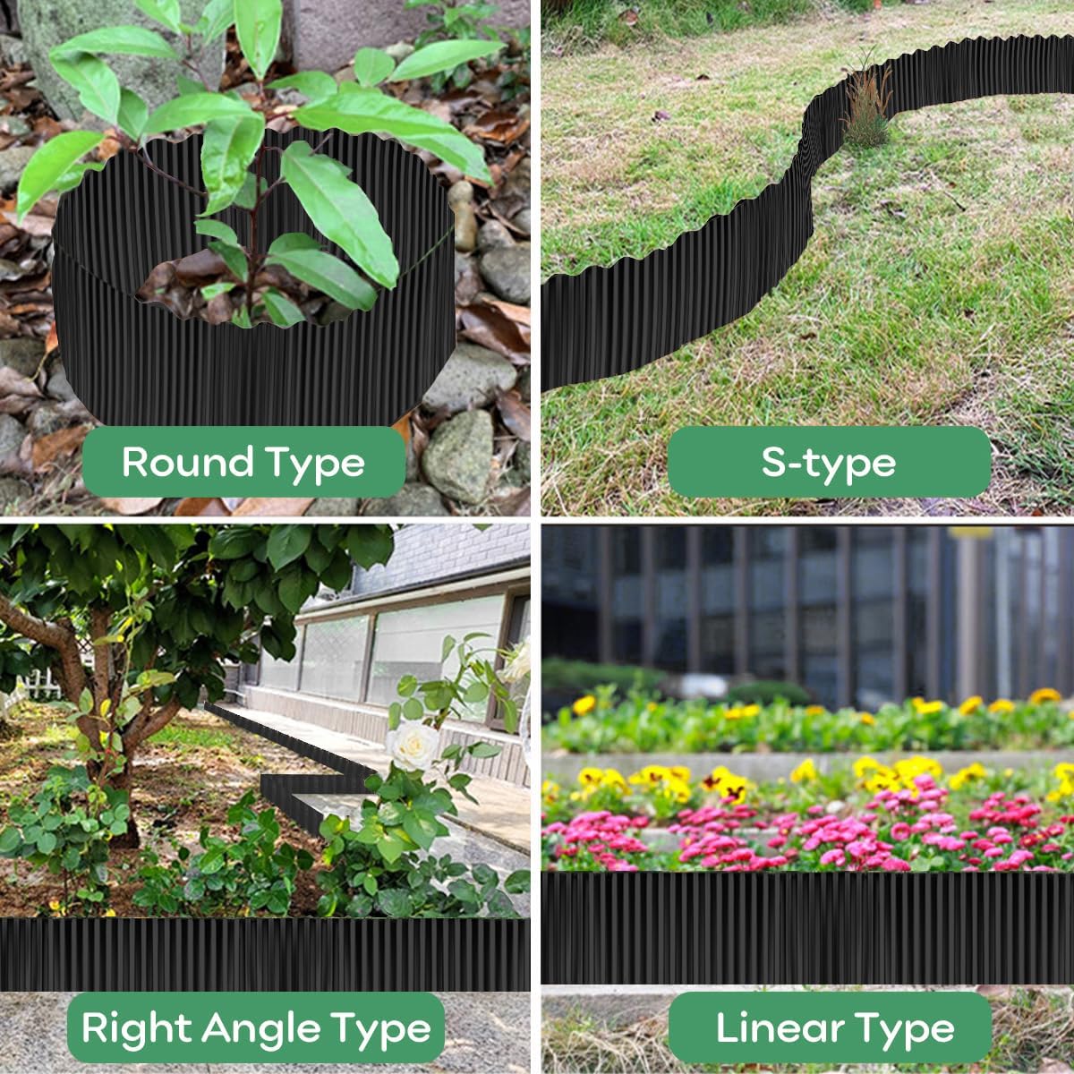 Thumbnail 4 de 8 in x 20 ft Corrugated Galvanized Garden Edging Border (Black) – Flexible Metal Lawn Border