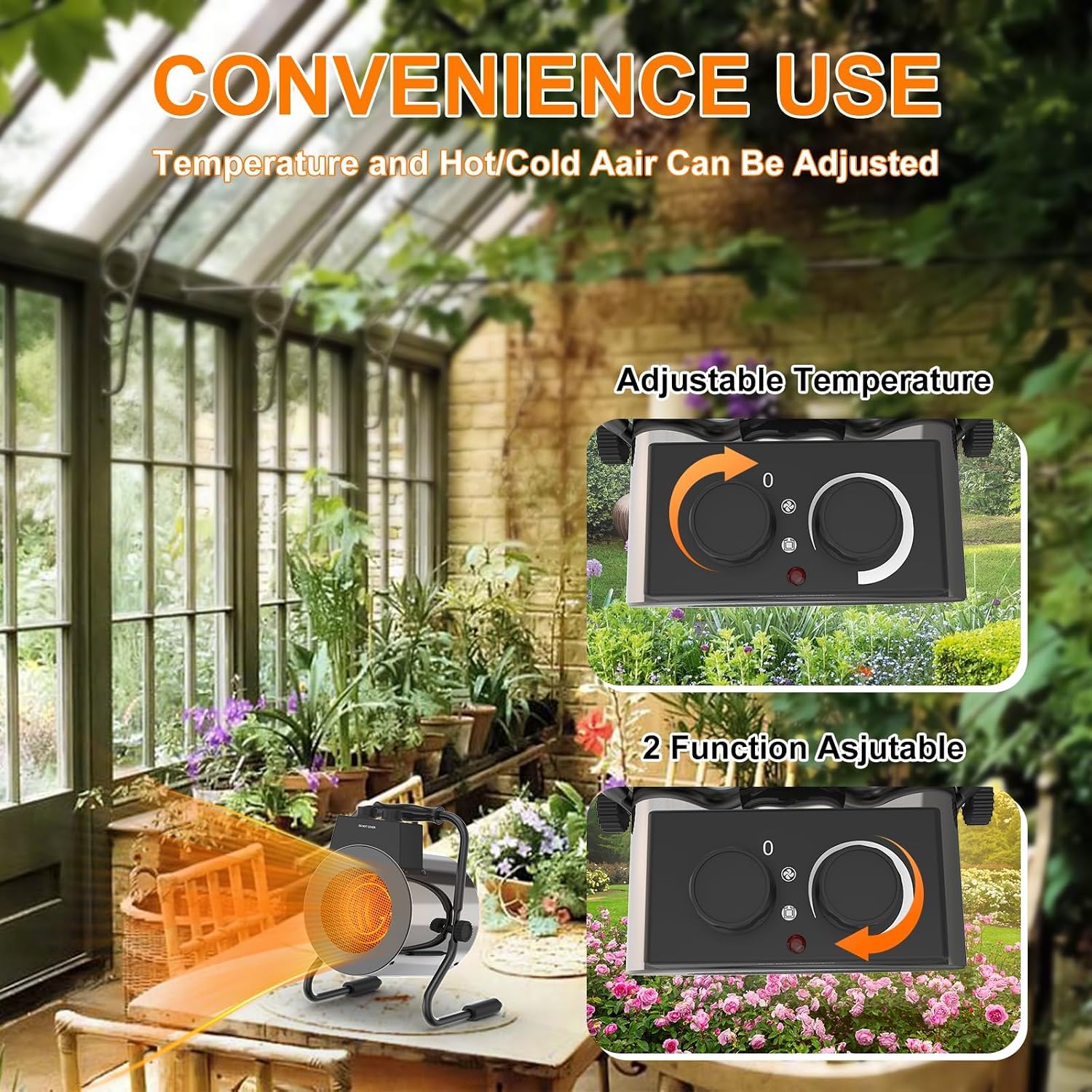 Detalle 2 de SEEYANG PTC02 Greenhouse Heater, 1500W with Digital Thermostat