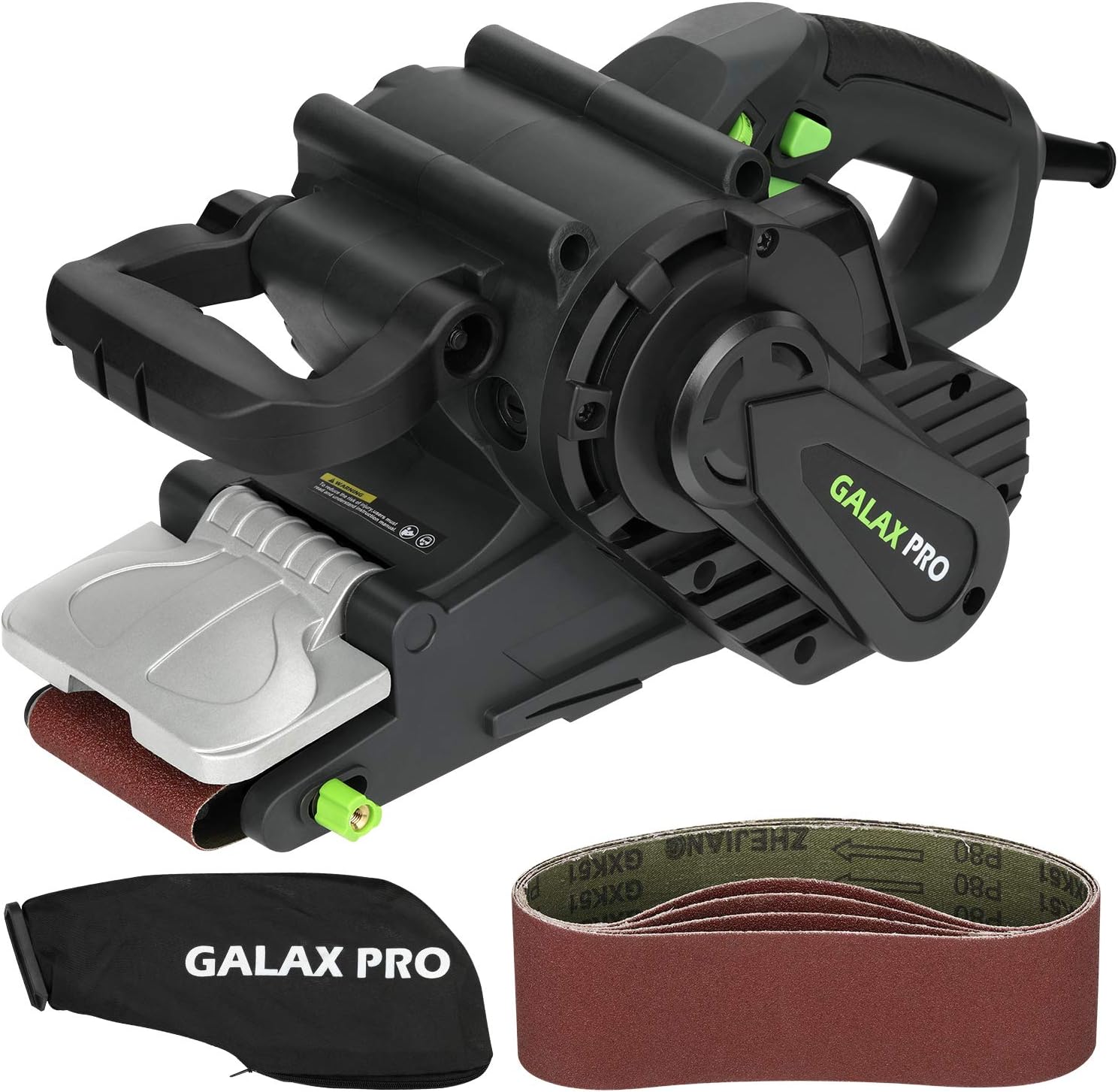 GALAX PRO ponceuse à bande 1010W avec vitesse variable 120-380 RPM et 5 bandes P80 (76 x 533 mm)