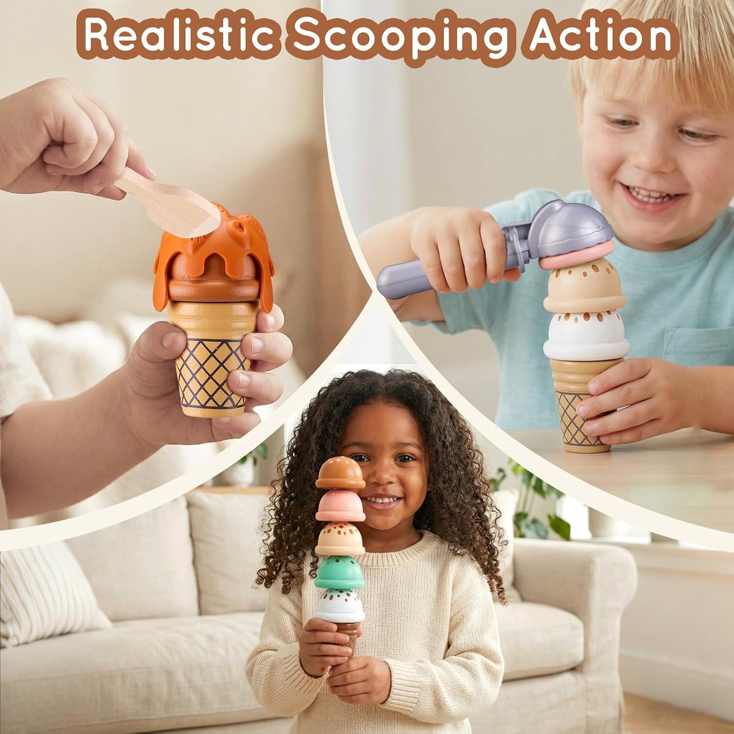 Detalle de Ehome Ice Cream Shop Play Set, Wood Accessories