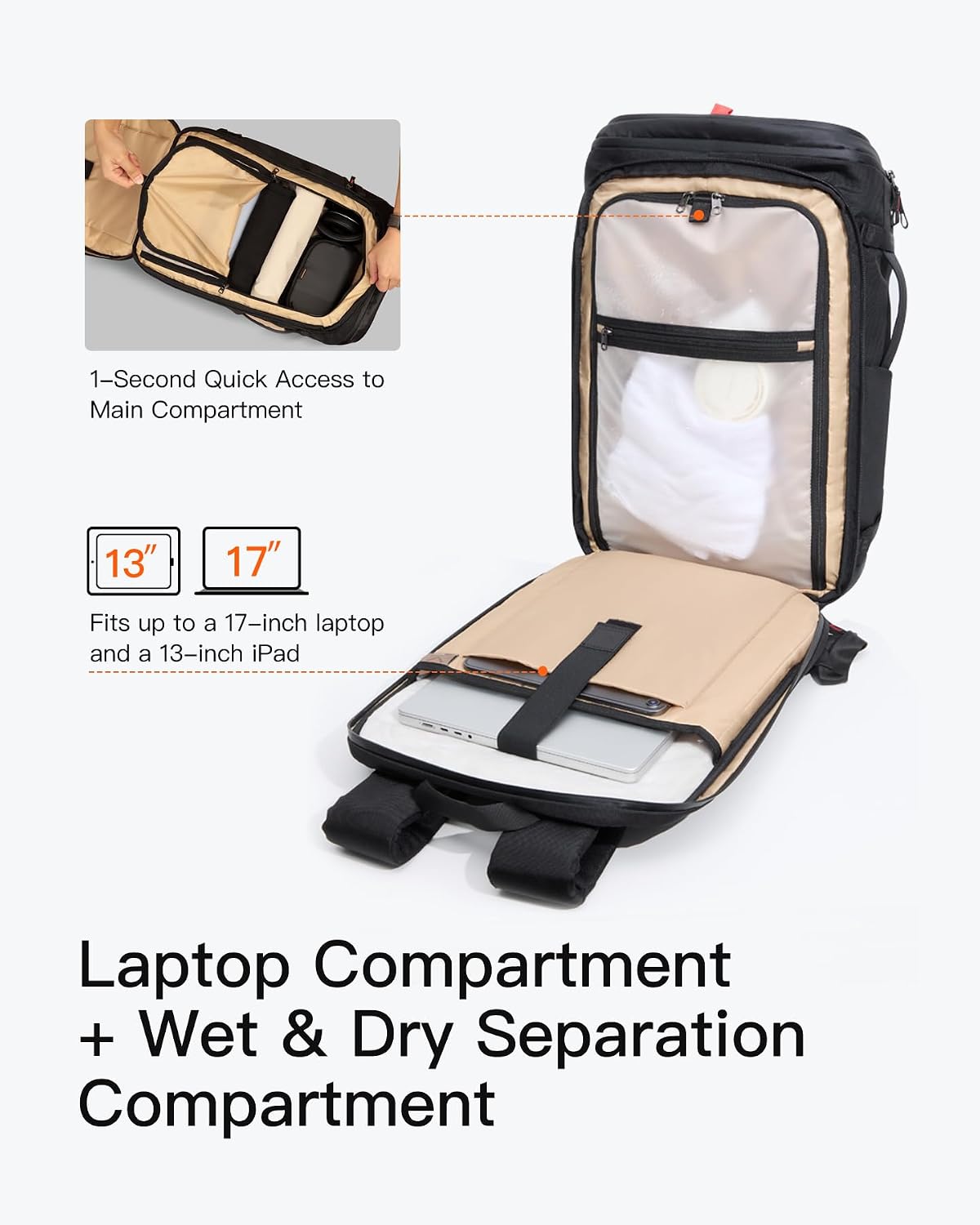 Detalle de Inateck 40L Waterproof Travel Backpack for 17-Inch Laptop