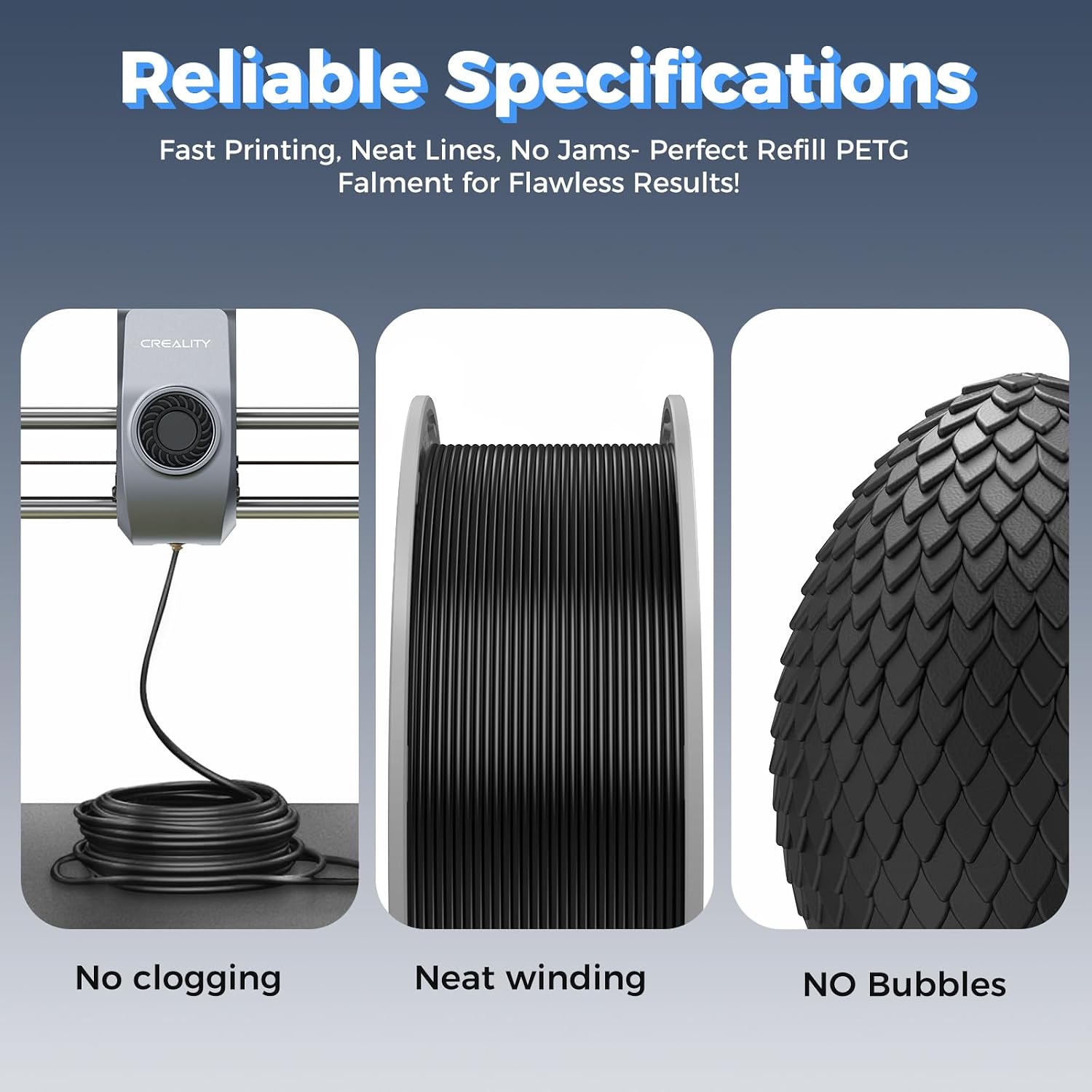 Thumbnail 3 de Creality PETG Filament Refill for Bambu Lab Spool — 2 kg, 1.75 mm, Black