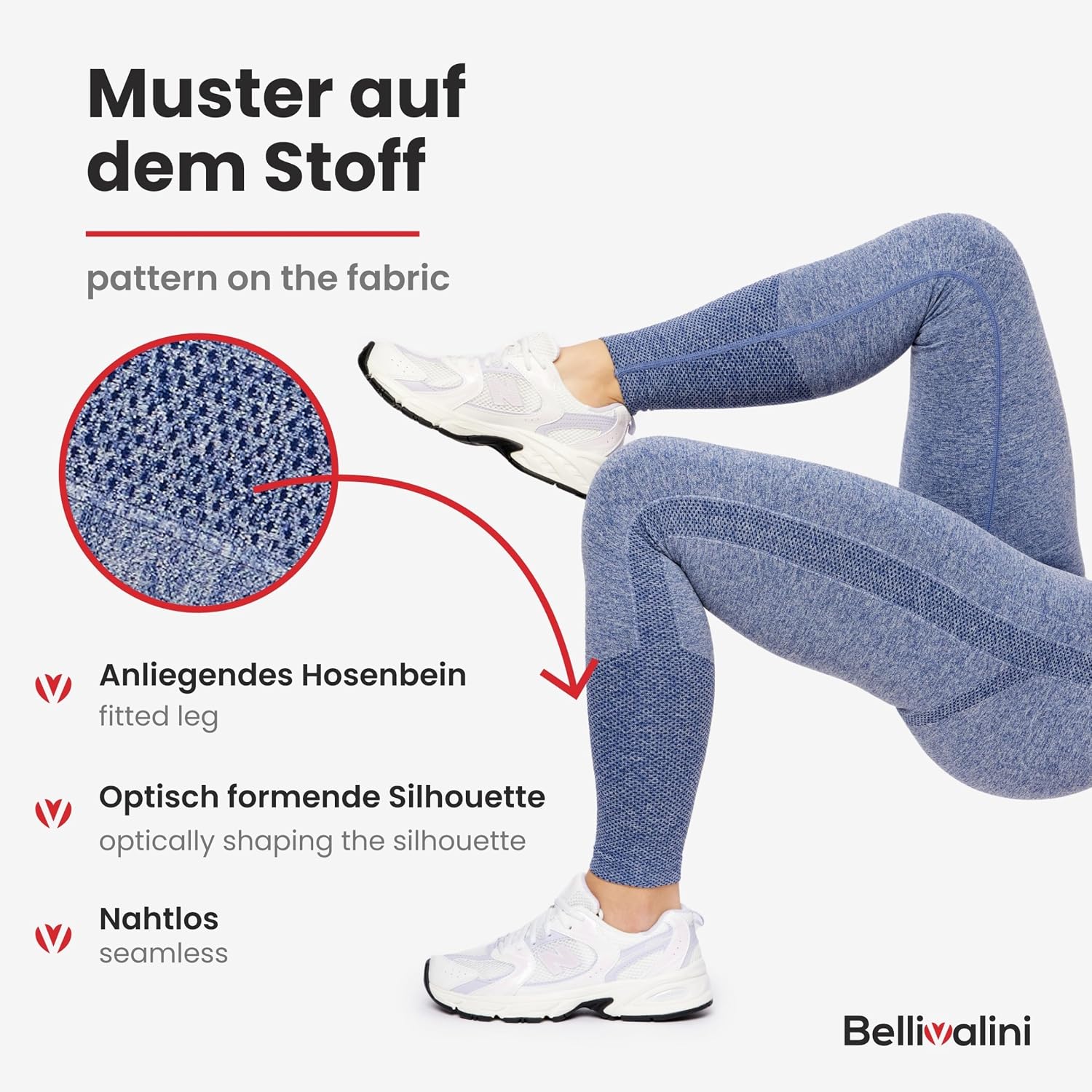 Detalle 1 de Bellivalini BLV50-254 sportlegging voor dames met hoge taille en scrunch