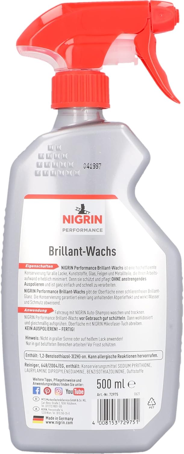 Thumbnail 5 de NIGRIN Performance Brillant-Wachs TURBO – Auto Pflegespray, 500 ml