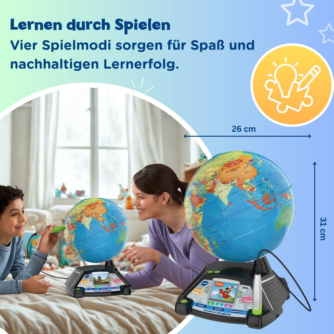 Thumbnail 6 de VTech Interaktiver Videoglobus – Weltkugel mit Bildschirm und Lerninhalten (deutsche Version) für Kinder ab 7 Jahren