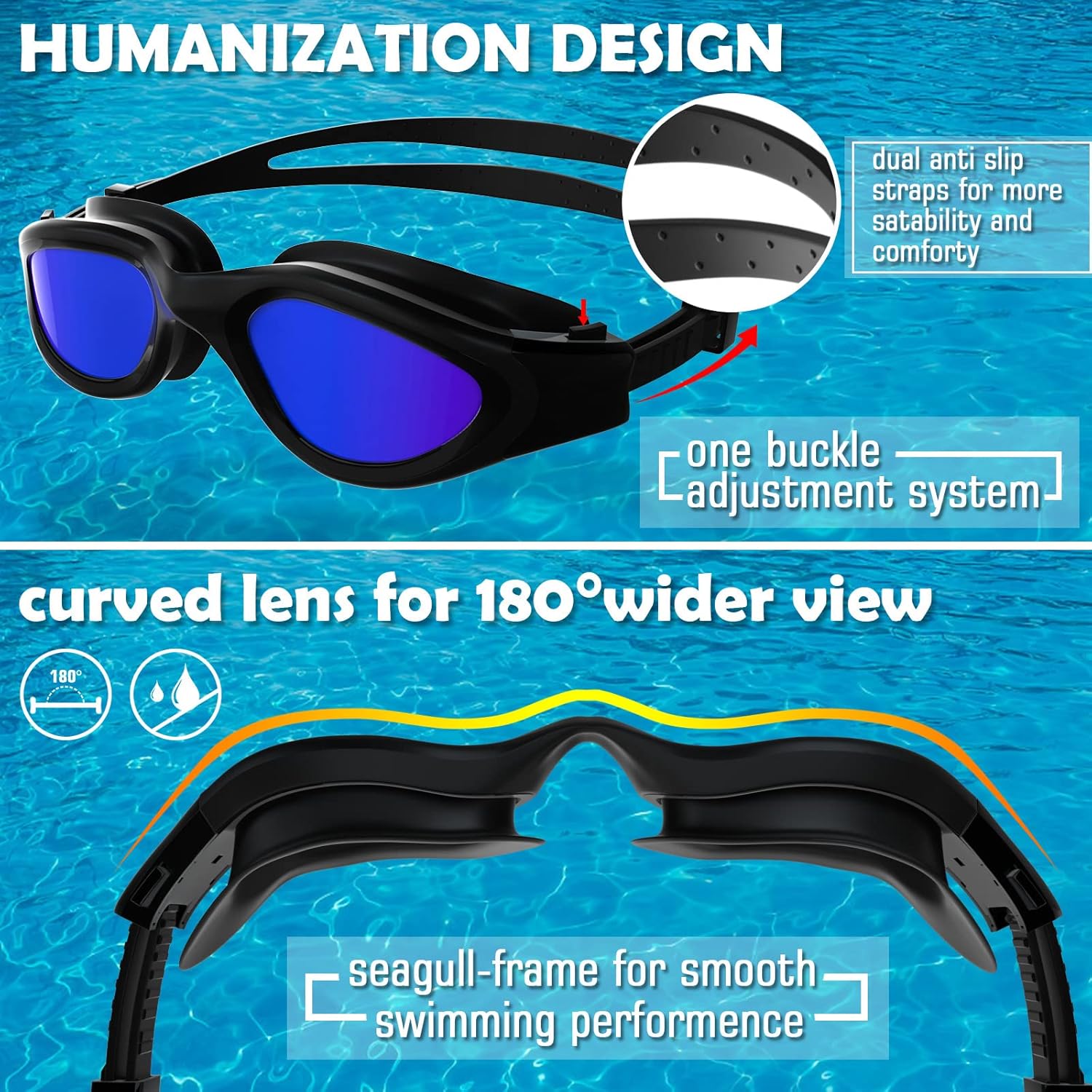 Thumbnail 3 de Winline Adult Swimming Goggles with Anti-Fog UV Protection (Open Water) – Clear Vision & Easy Fit