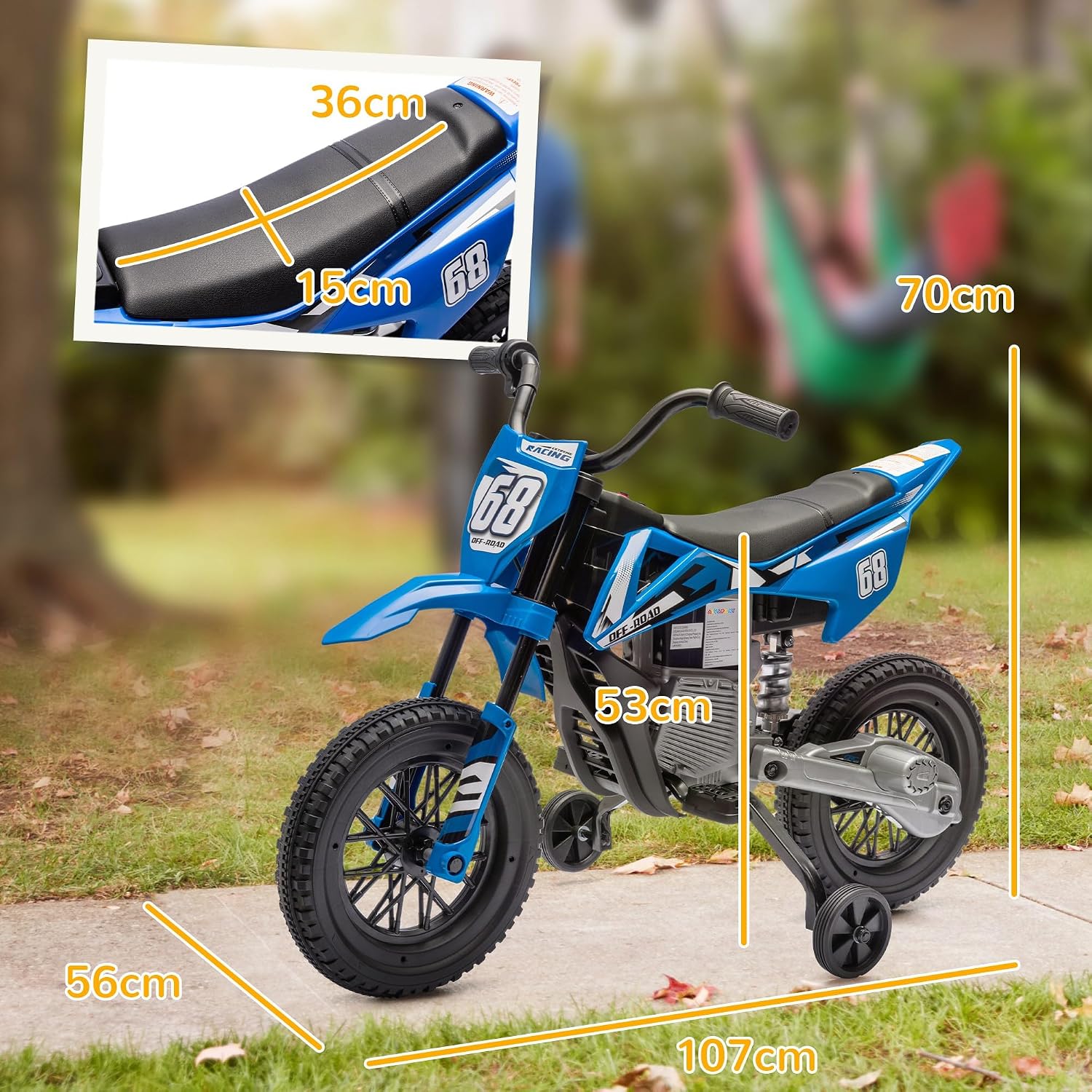 Thumbnail 6 de AIYAPLAY Moto électrique Enfants – Moto Cross 12V pour enfants (3–6 ans), 2 moteurs, vitesse max 5 km/h