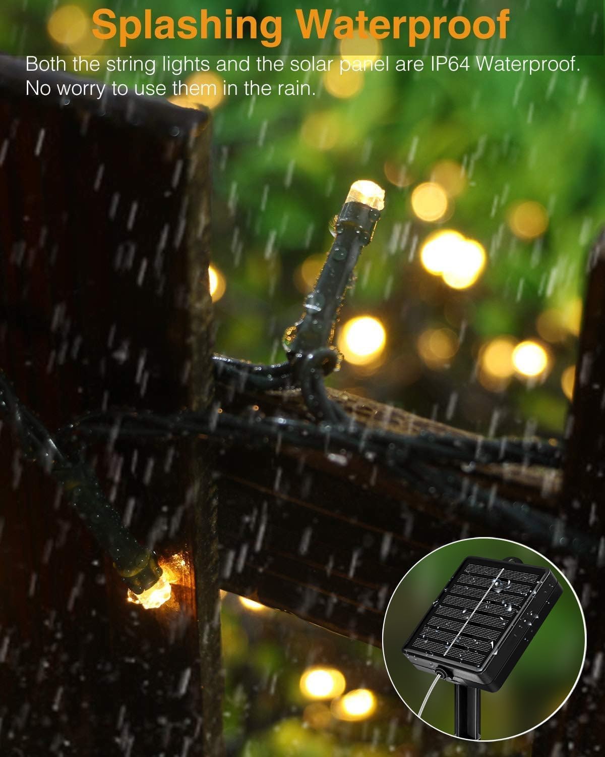 Detalle de kolpop Solar Fairy Lights Outdoor (24m/79ft, 240 warm white LEDs, IP55, 8 modes)