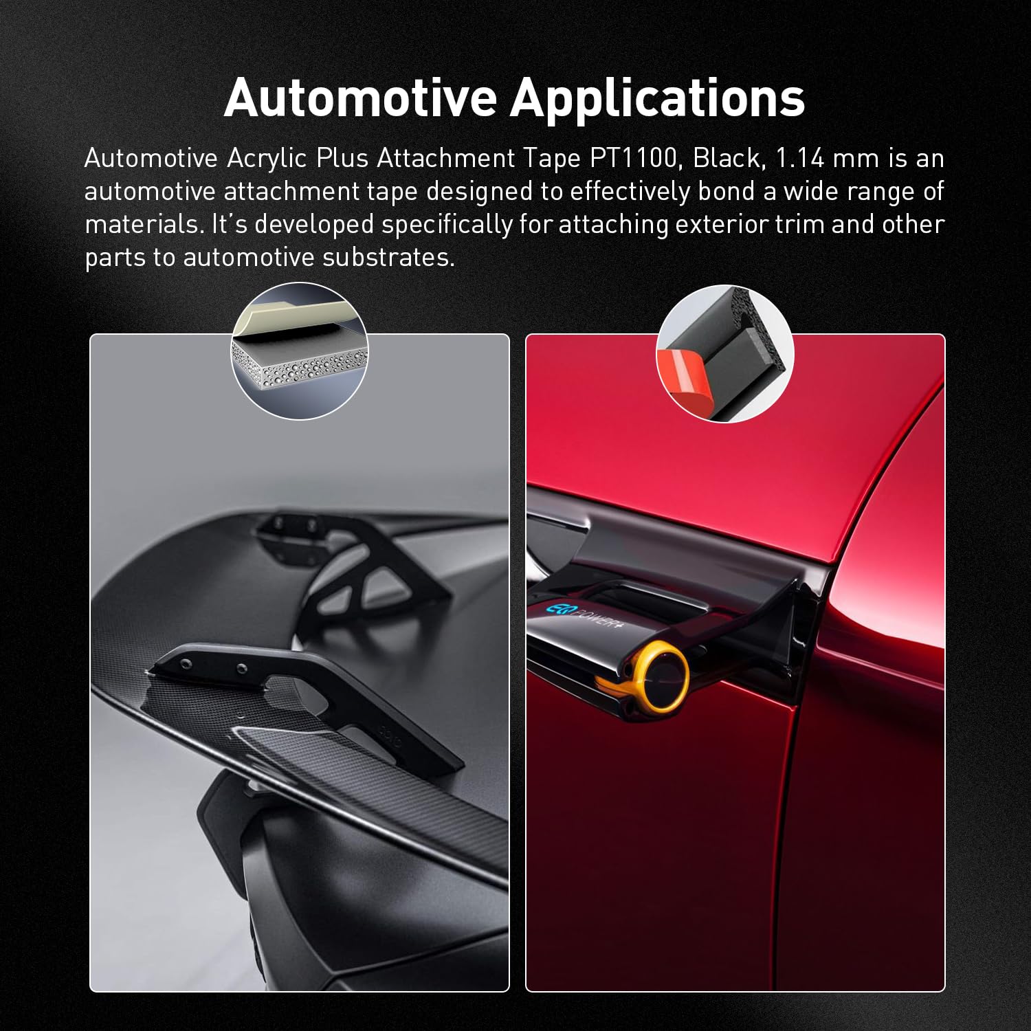 Thumbnail 2 de 3M Automotive Acrylic Plus Befestigungsband PT1100, dunkelgrau (20 mm x 5,5 m) – doppelseitige Acrylklebebefestigung