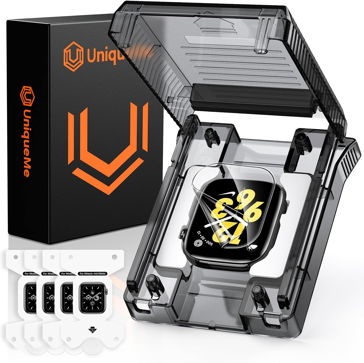 Detalle de UniqueMe Apple Watch screen protector 4 pack