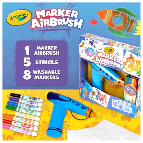 Thumbnail 10 de Crayola Marker Airbrush Art Kit with 8 Washable Markers and 5 Stencils