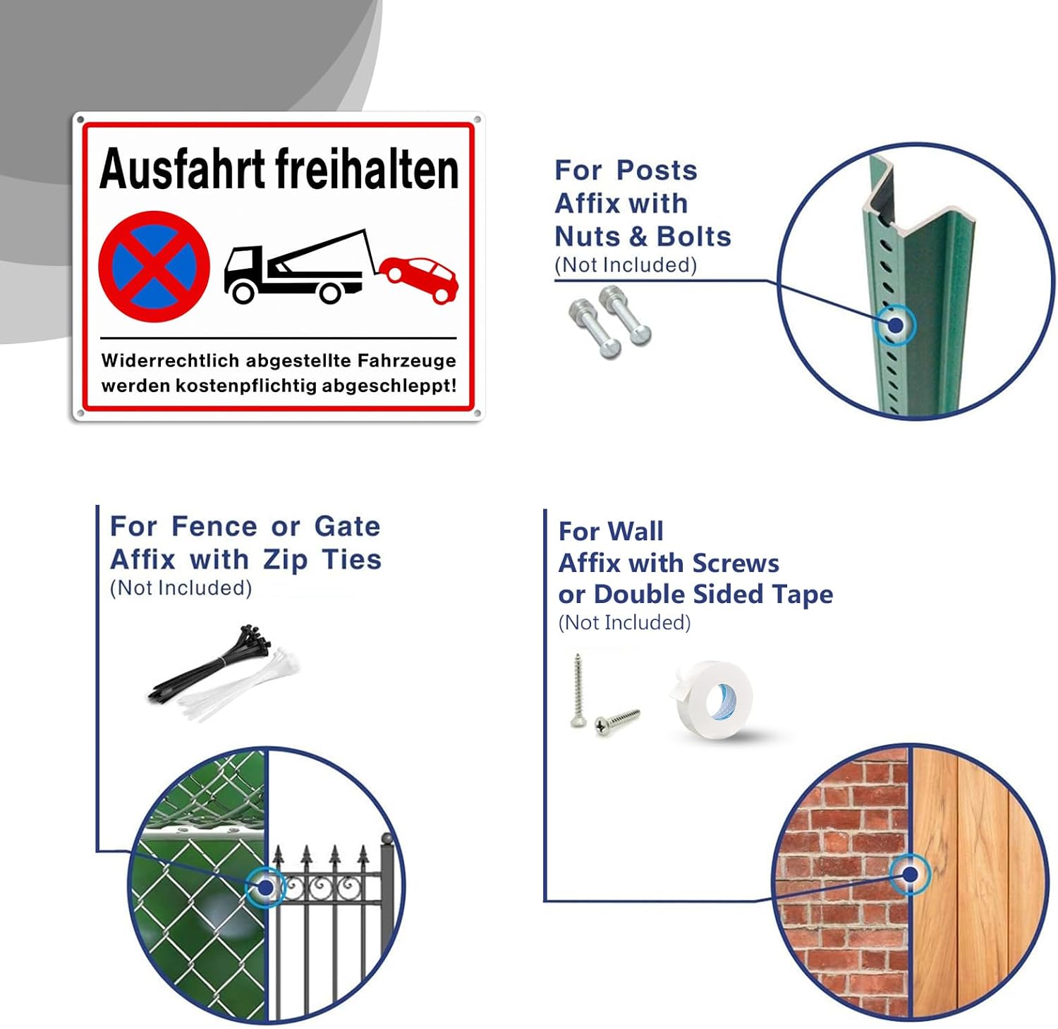 Thumbnail 2 de Goodvia Ausfahrt Freihalten Schild aus PVC, 400x300 mm, reflektierend (2er-Set)