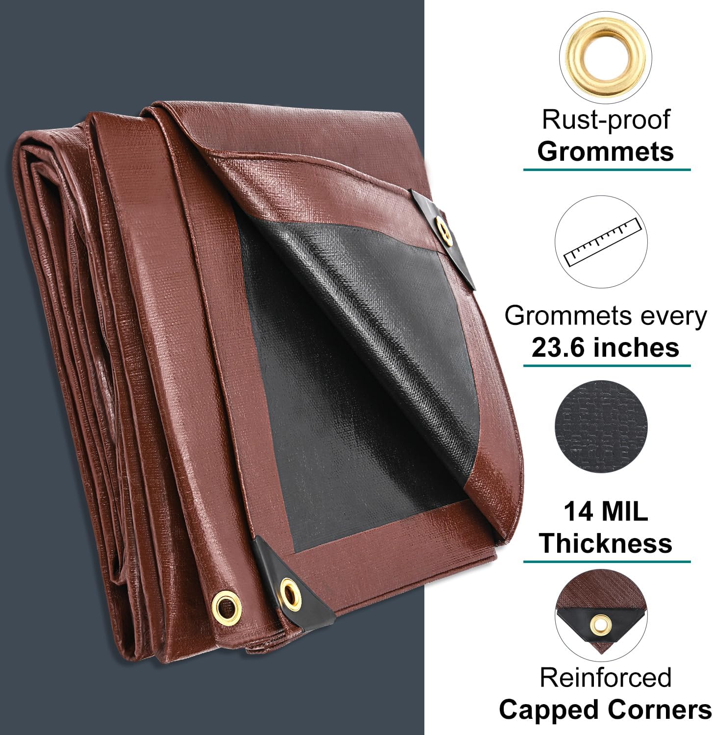 Thumbnail 1 de Patiobay Tarp 12x20FT (14 Mil) Heavy Duty Waterproof Poly Tarp with Grommets