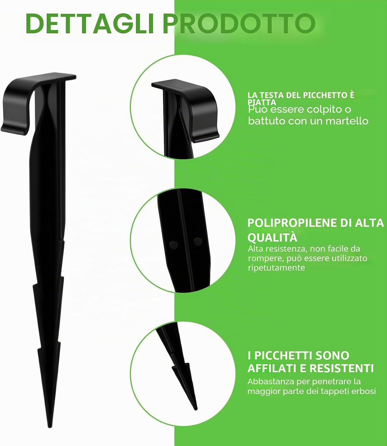 Detalle de Set di 50 picchetti per fissaggio tubi Ø 16 mm per irrigazione a goccia in polipropilene
