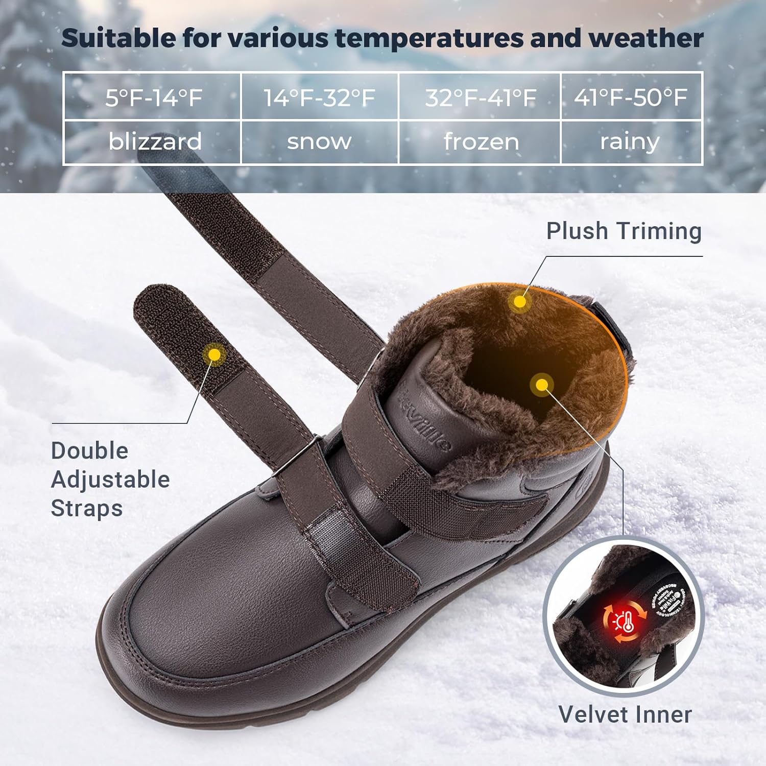 Thumbnail 2 de FitVille Winterschuhe Herren Extra Weit – wasserdichte Schneestiefel mit rutschfester Sohle