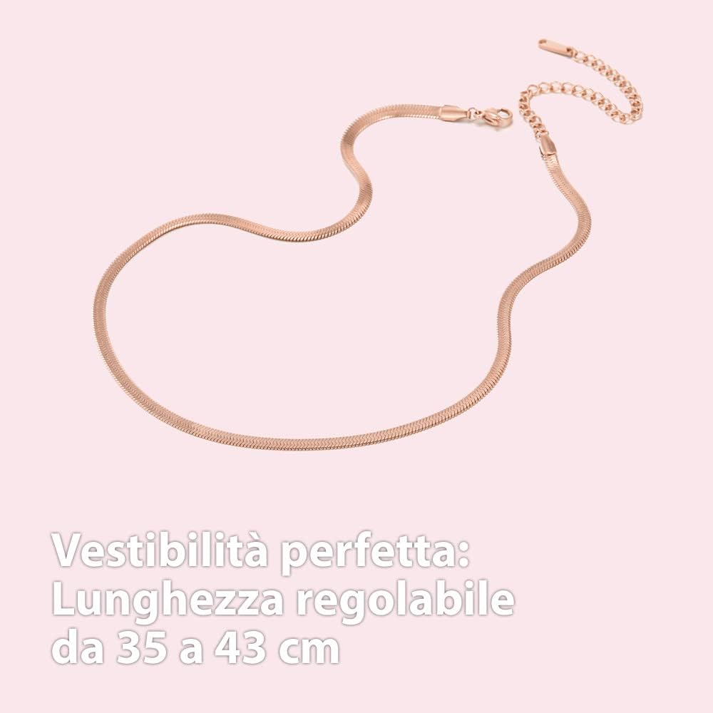Detalle de BONNYBIRD BonnySnake collana donna in acciaio chirurgico 316L multifilo placcato in argento, oro e oro rosa