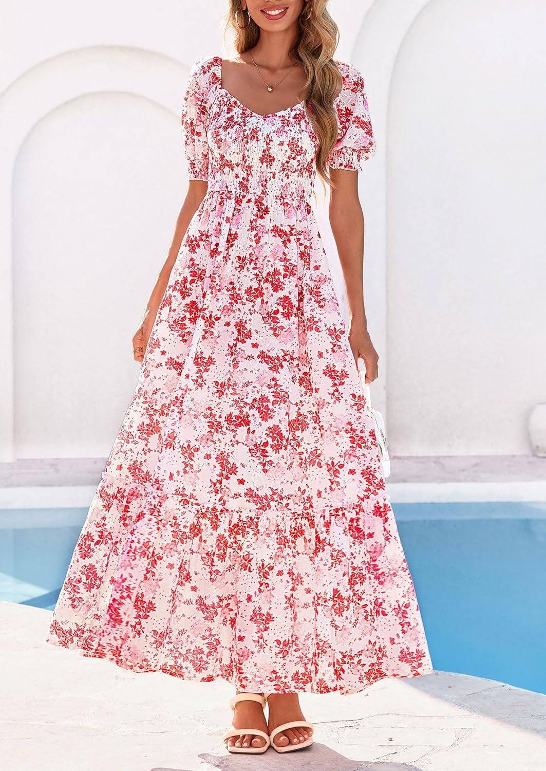 Thumbnail 5 de PRETTYGARDEN Women's Floral Boho Maxi Dress with Smocked Eyelet - 2026 Summer