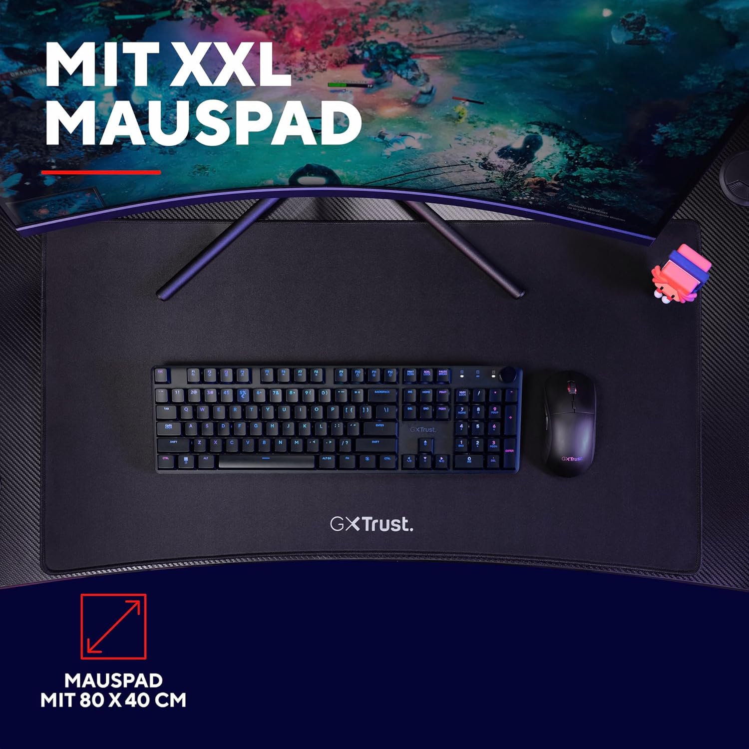 Thumbnail 6 de Trust Gaming GXT 710 Luminus Pro Gaming Tisch 120x60 mit RGB-Beleuchtung und kabelloser 10-W-Ladefläche