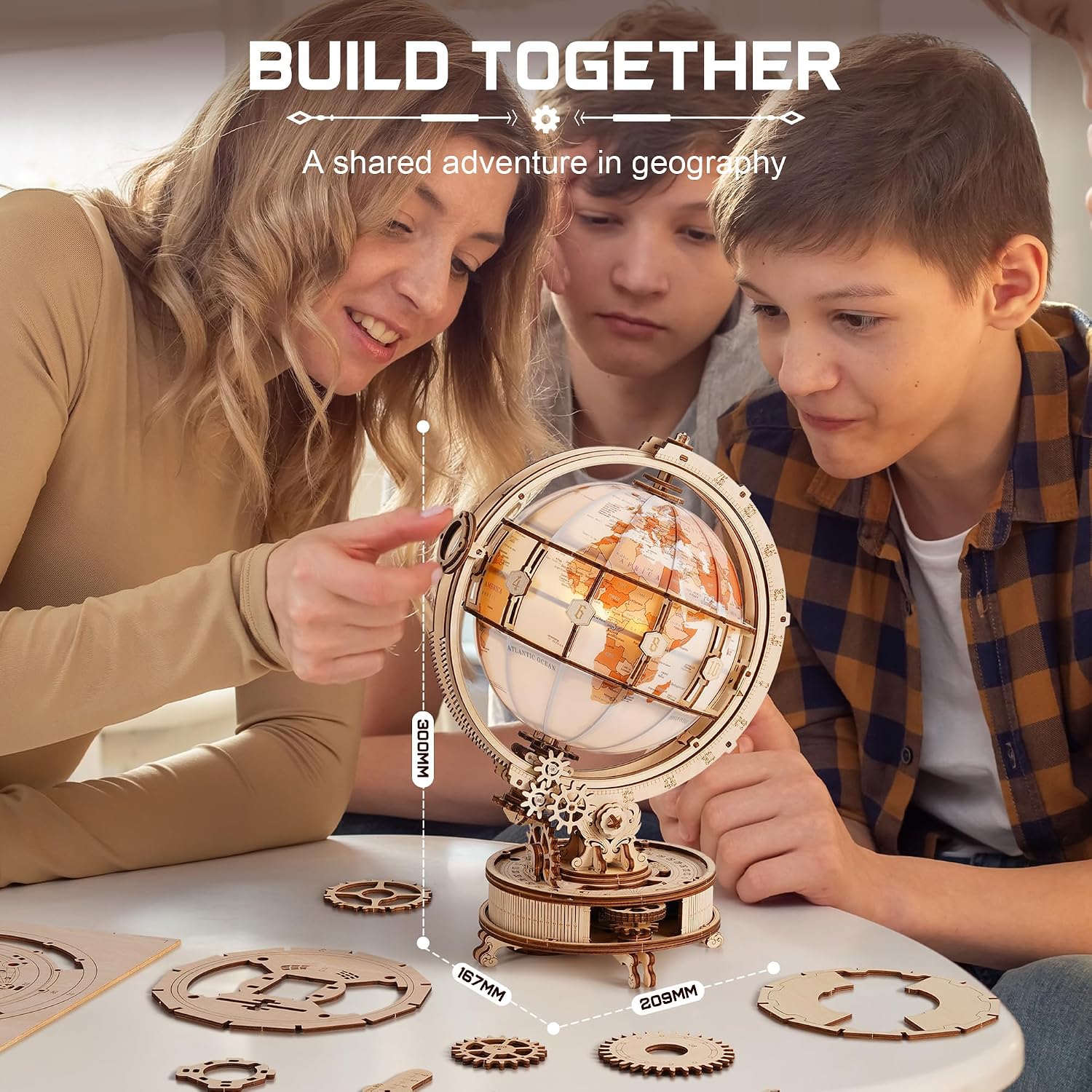 Thumbnail 3 de ROKR Puzzle 3D en bois Globe lumineux motorisé ST003D
